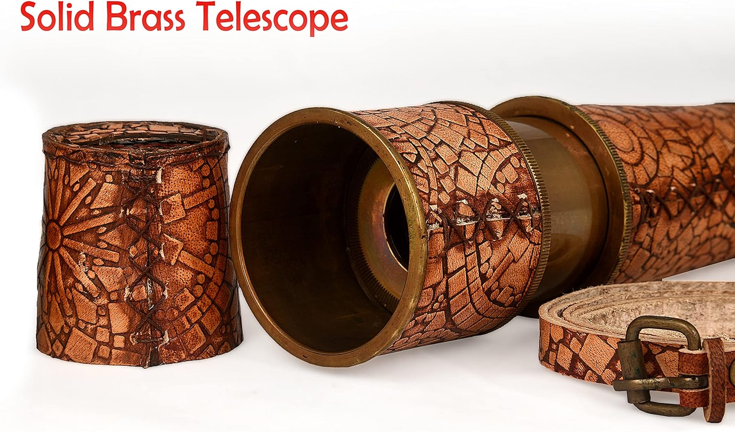 RII Antique Spyglass Pirate Telescope with Leather Case