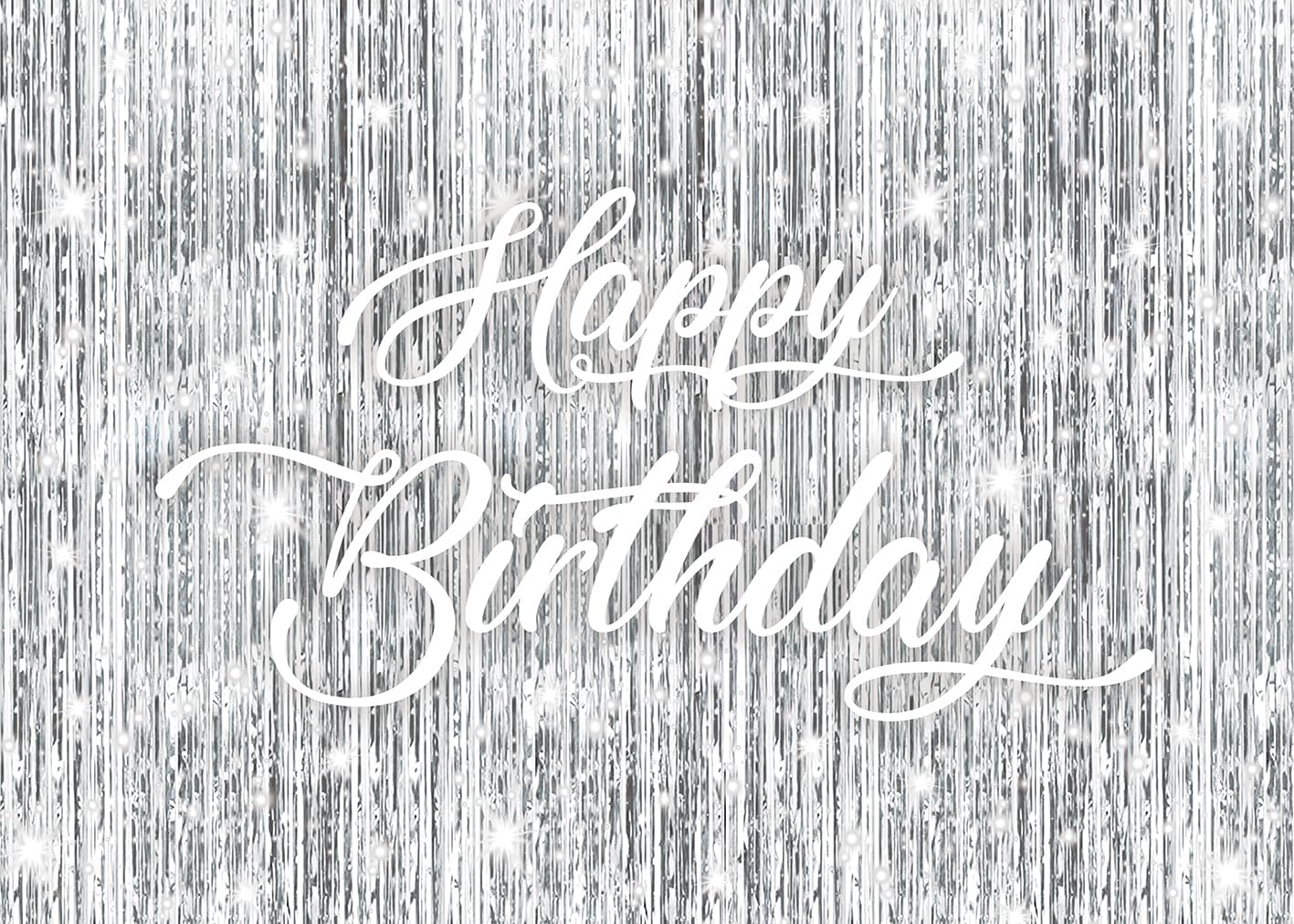 Silver Flash Happy Birthday Backdrop 7x5FT
