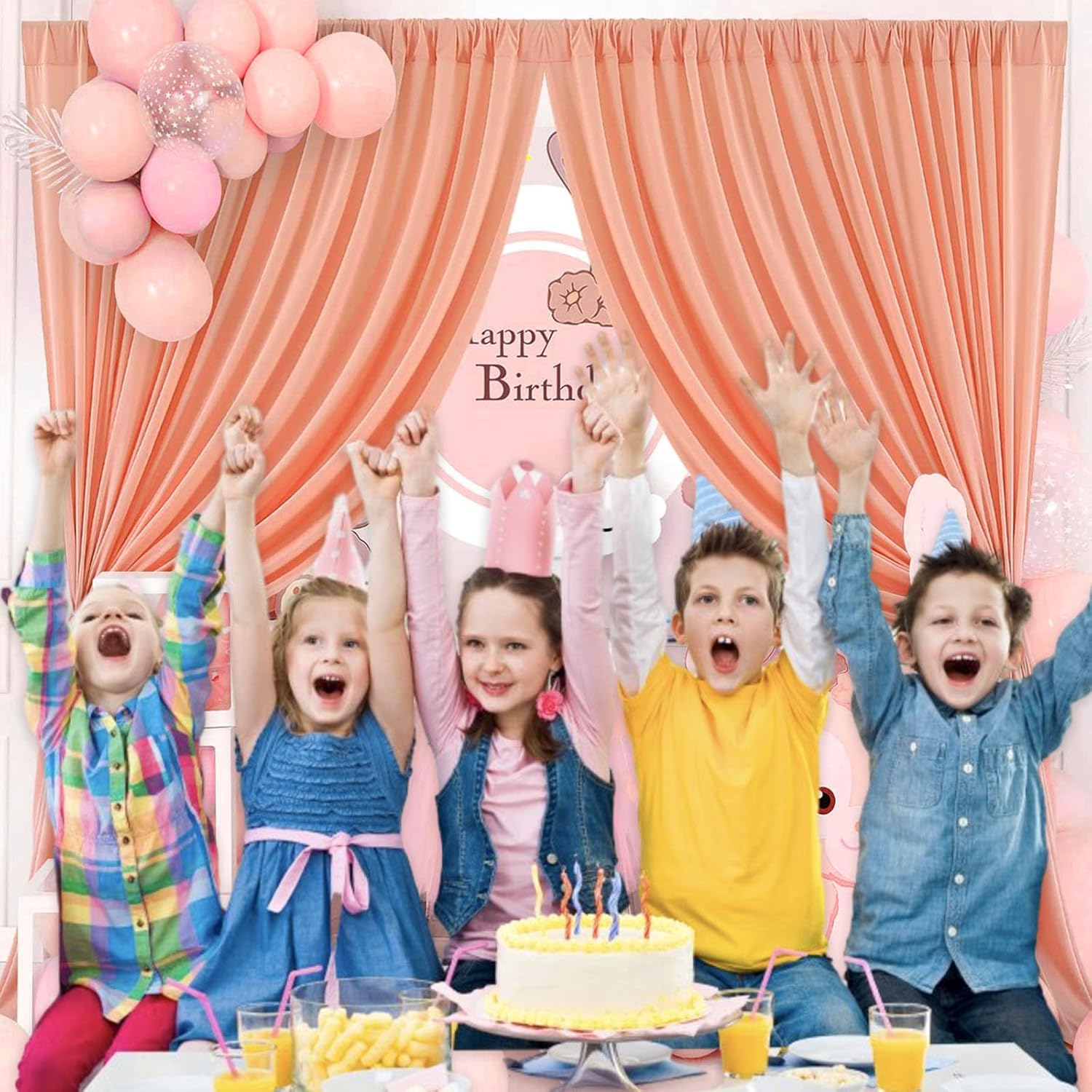 10 x 10 Feet Rose Gold Backdrop Curtains for Parties