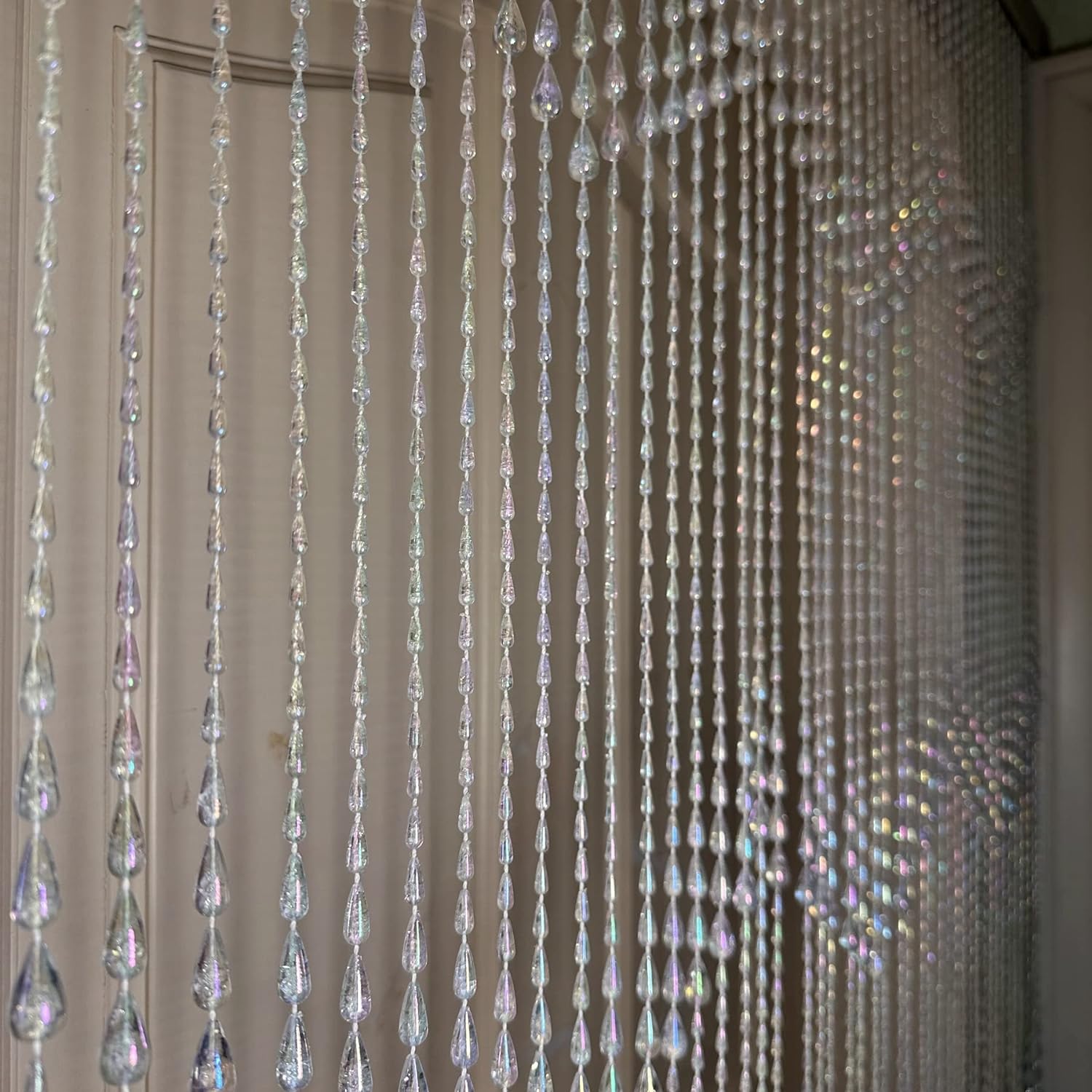 FlavorThings 3FTx 9FT Iridescent Raindrop Beaded Curtain Door Divider