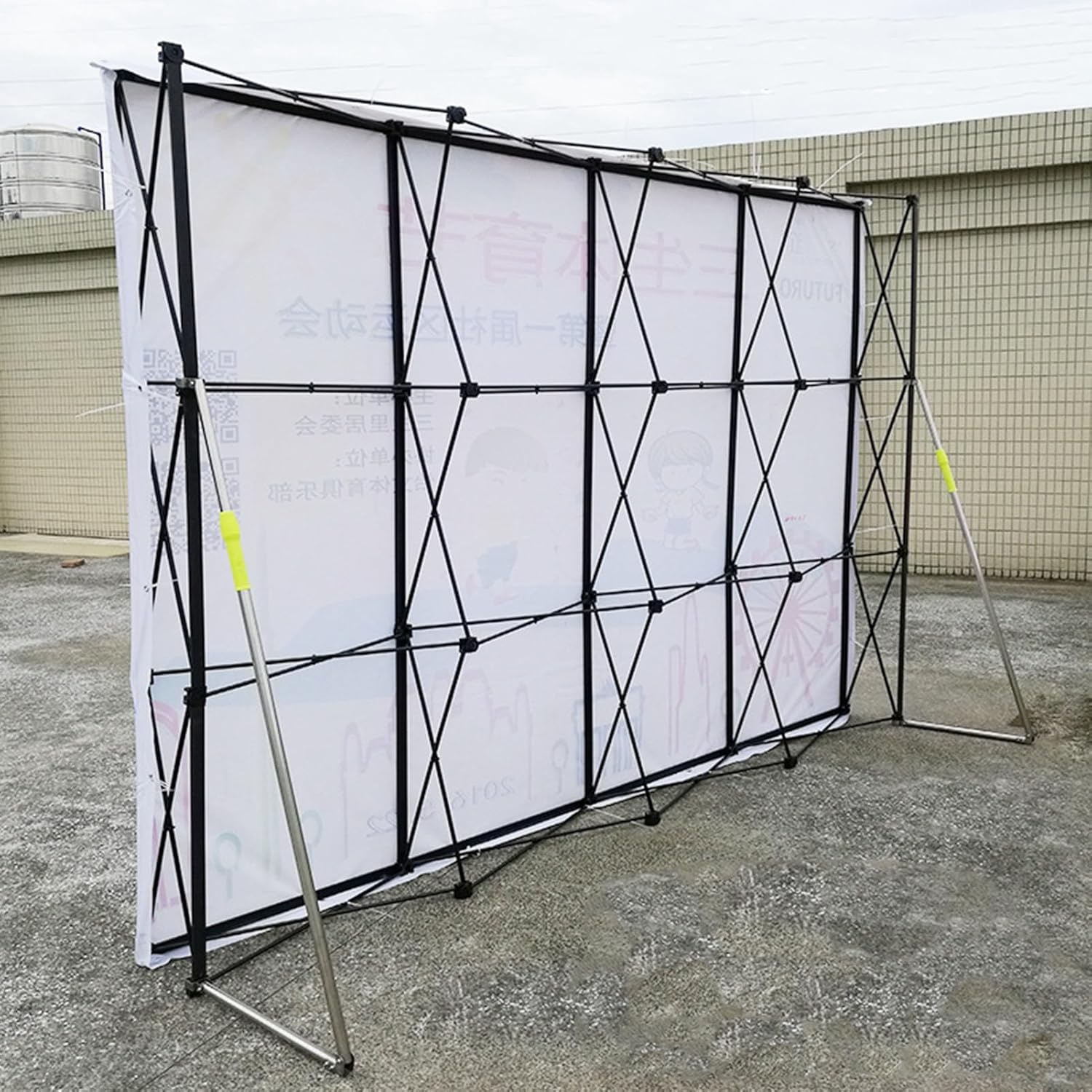 23m x 455m Pop Up Backdrop Stand with Support Bars