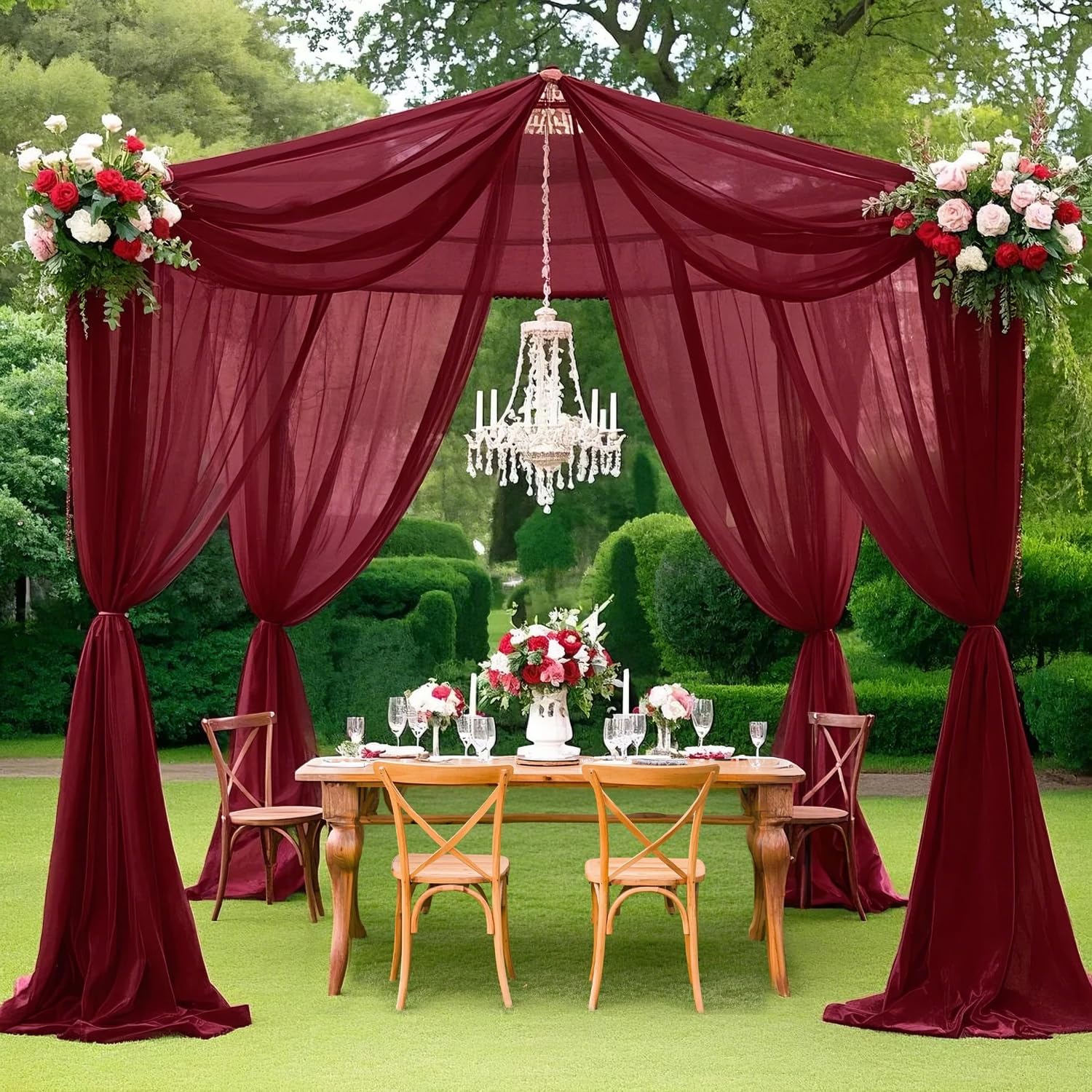 MODFUNS Burgundy Ceiling Drapes for Weddings