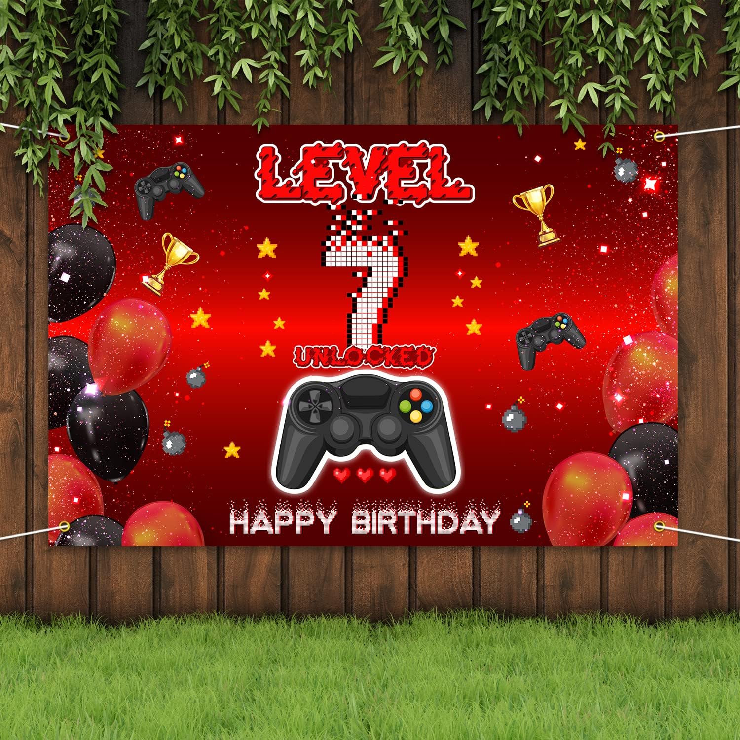 Level 4 Backdrop Banner for 7th Birthday Party
