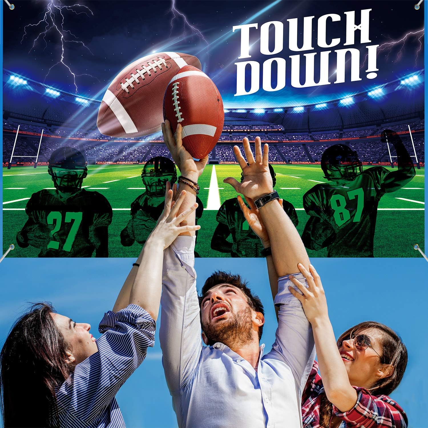 Blulu Football Field Decor Backdrop Banner for Party Supplies