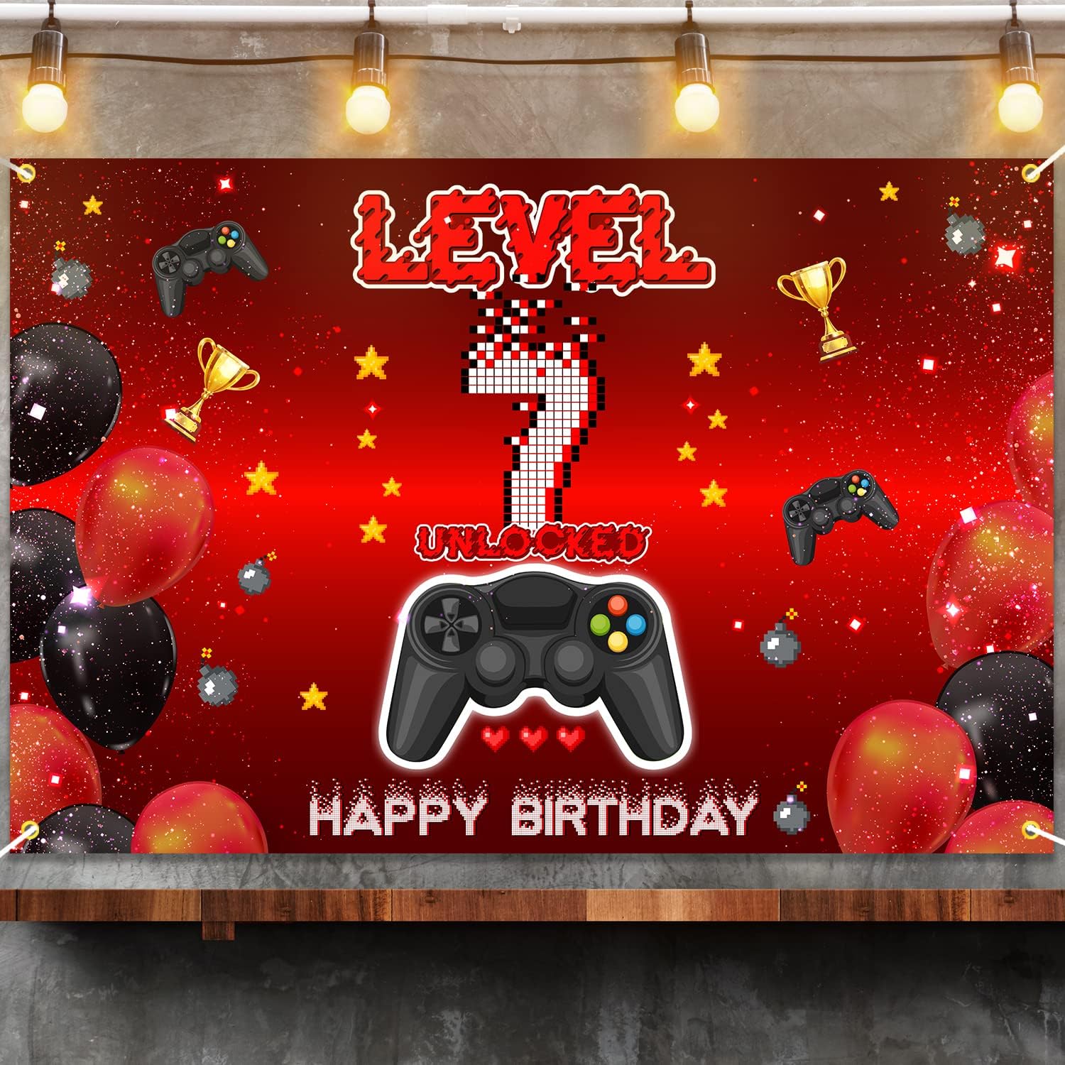 Level 4 Backdrop Banner for 7th Birthday Party