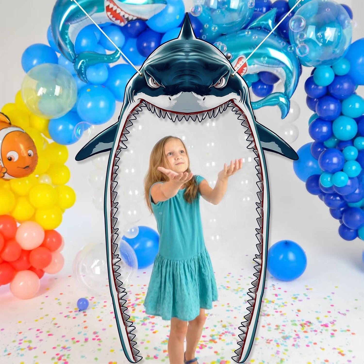 Ocean Theme Shark Party Decor Background Banner