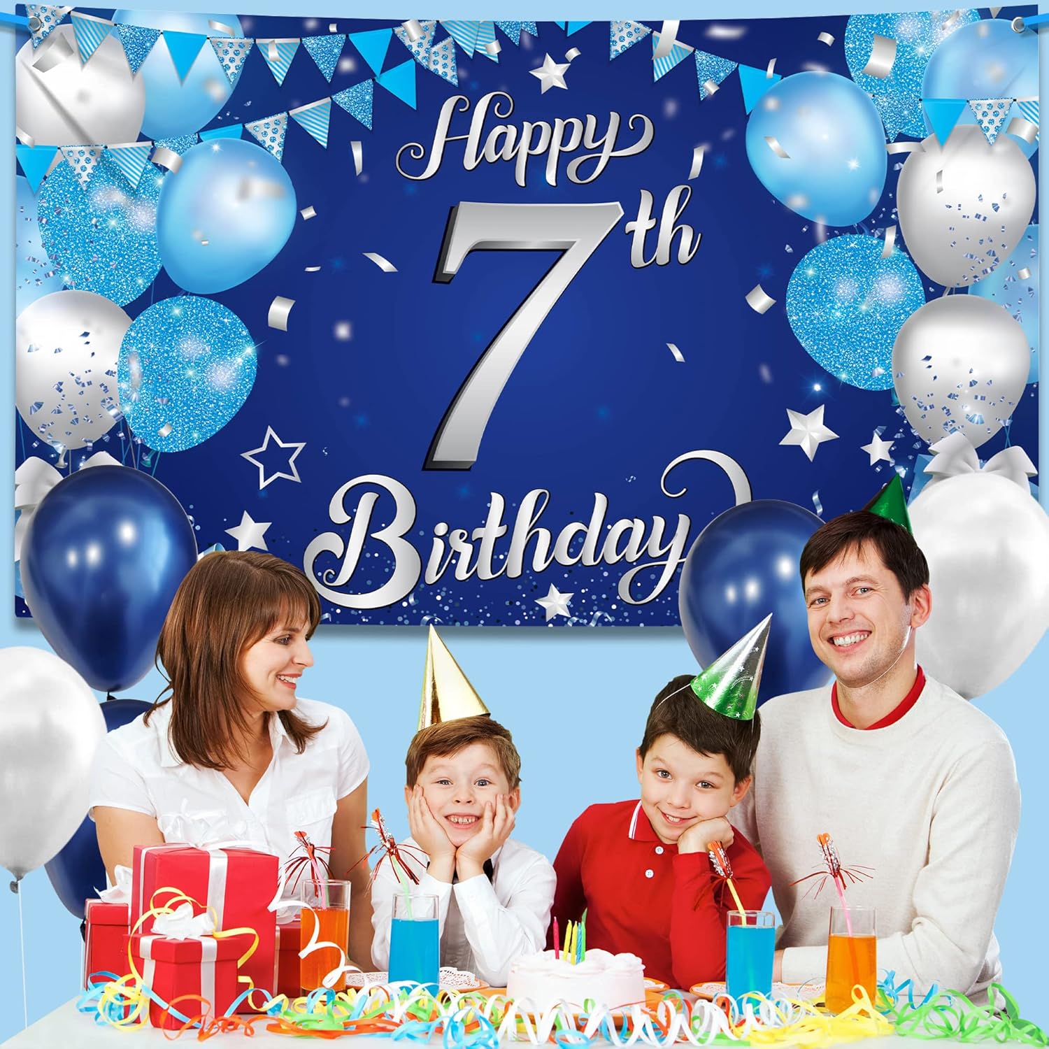 KatchOn XtraLarge Happy 7th Birthday Banner 72x44 Inch