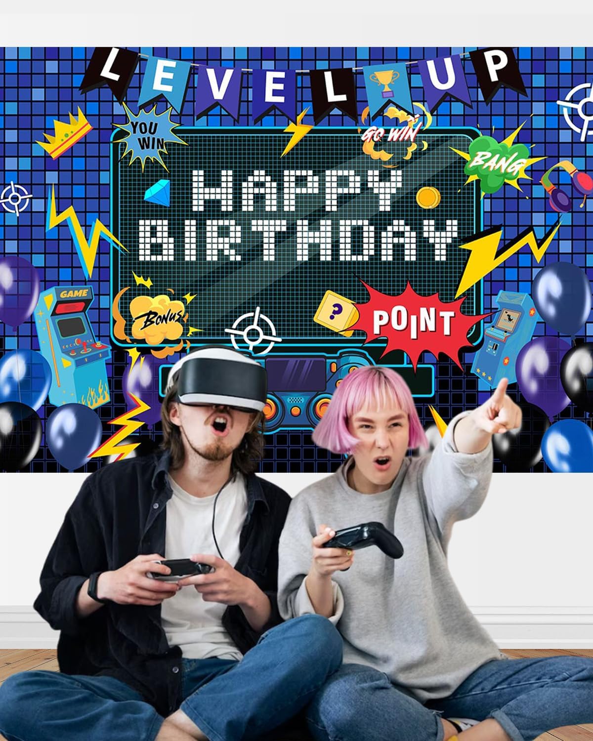Mocsicka Gaming Birthday Photo Background 7x5ft