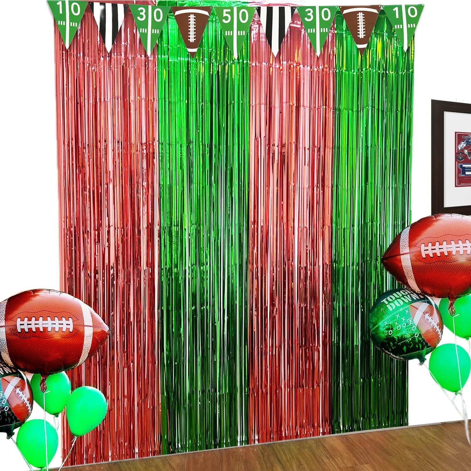 GiftExpress 3 Pk Football Fringe Curtain Decor