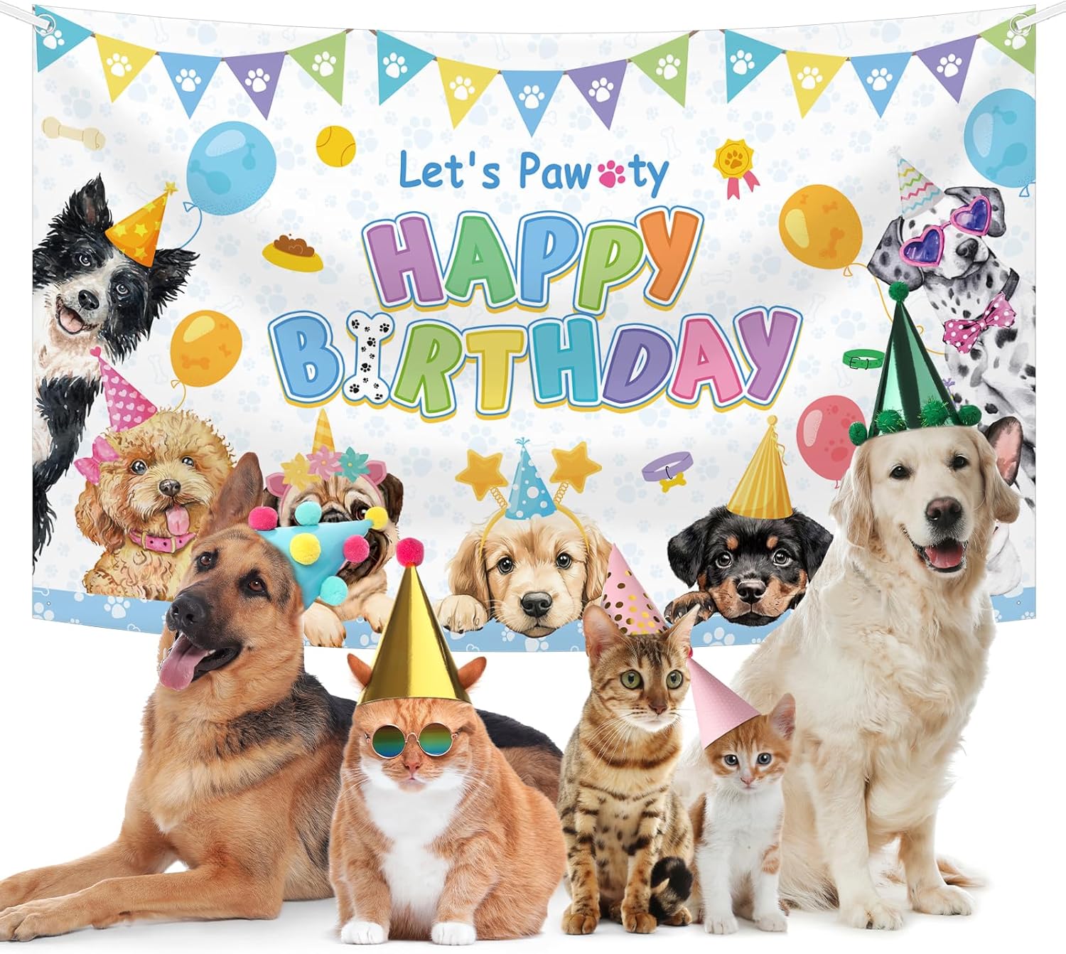 Dog Birthday Decorations Blue Puppy Party Banner Backdrop