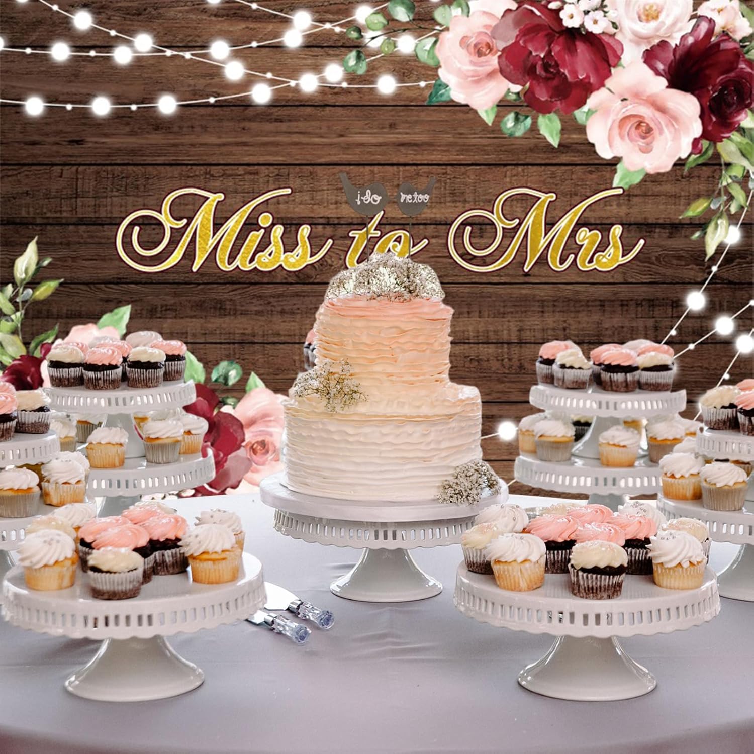 10x8ft Fabric Backdrop for Bridal Shower and Wedding Photography