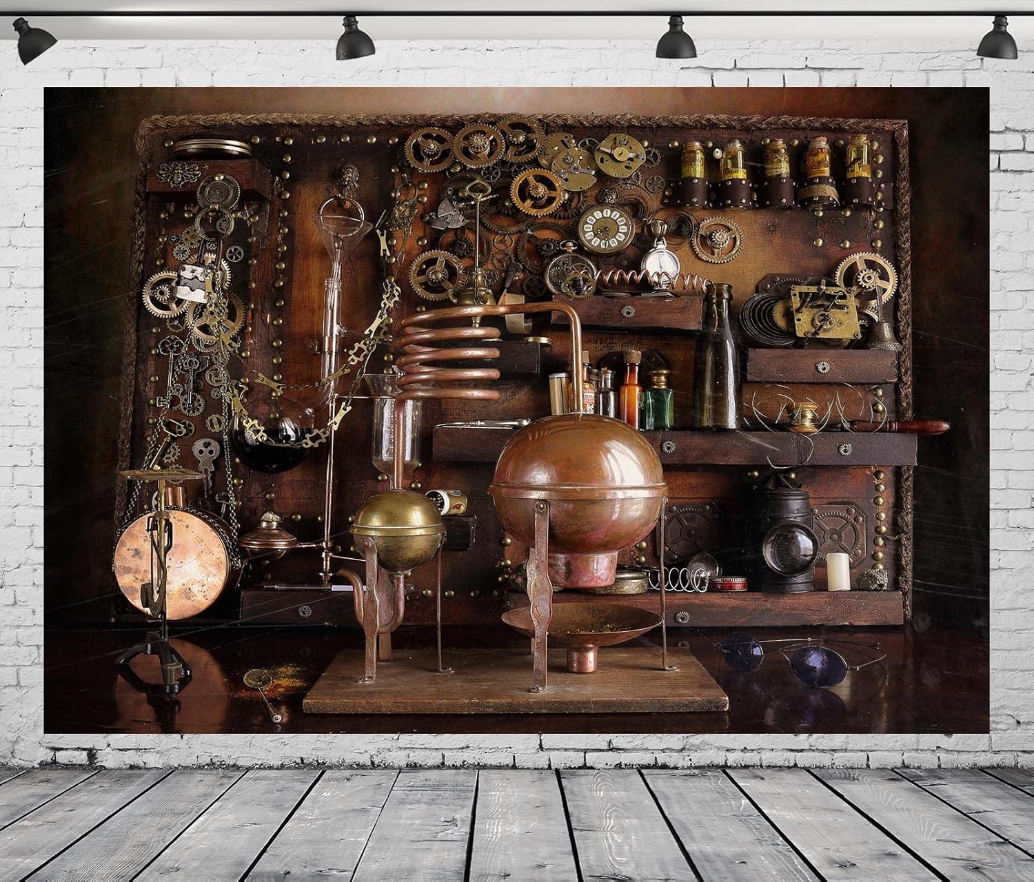 BELECO 9x6ft Vintage Steampunk Distiller Backdrop