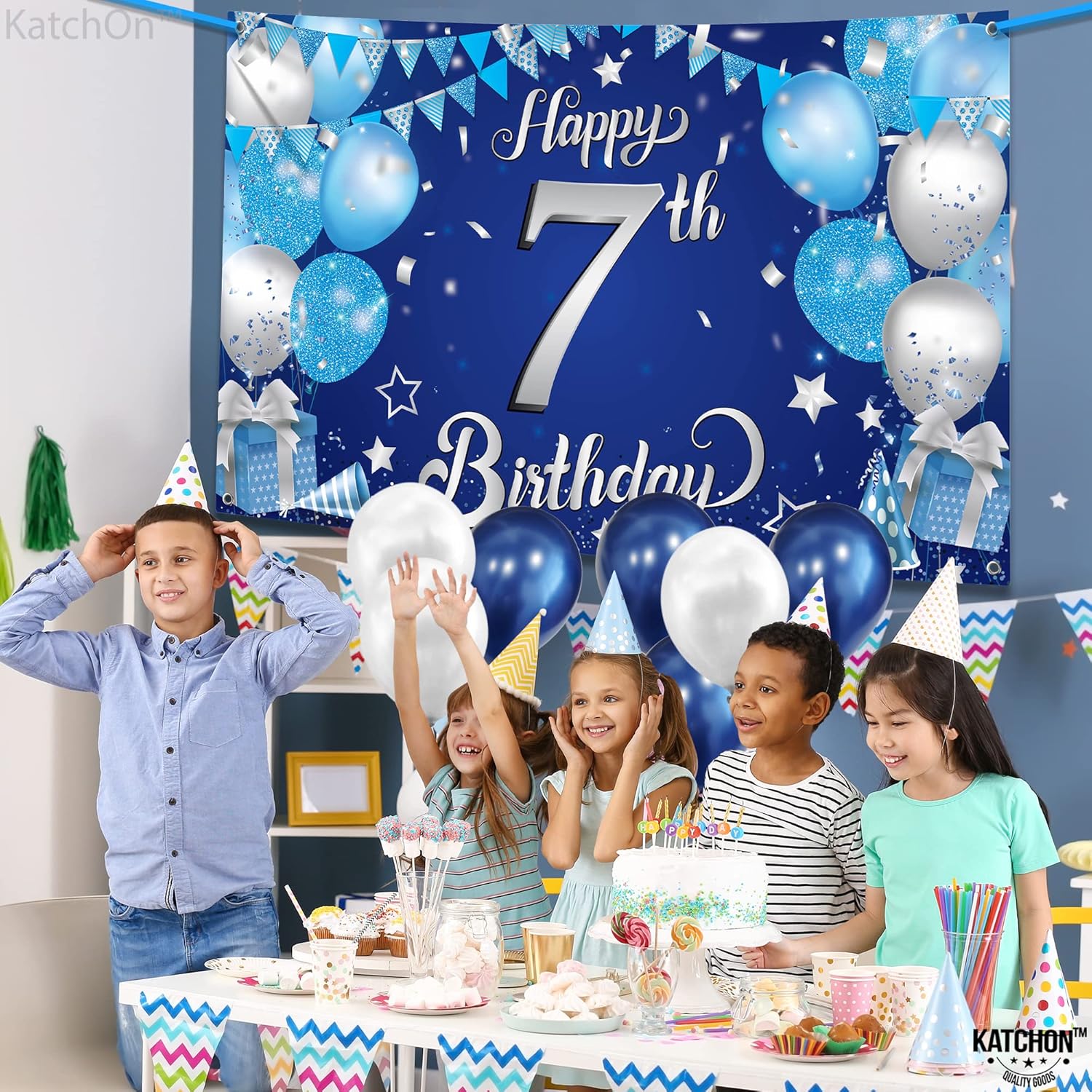 KatchOn XtraLarge Happy 7th Birthday Banner 72x44 Inch