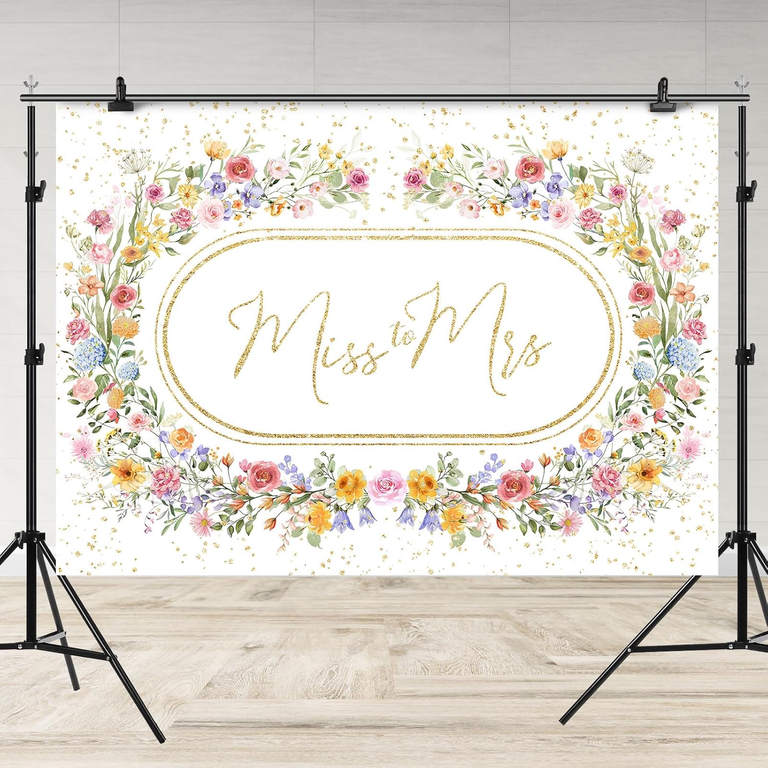 Miss to Mrs Floral Bridal Shower Backdrop 7x5ft