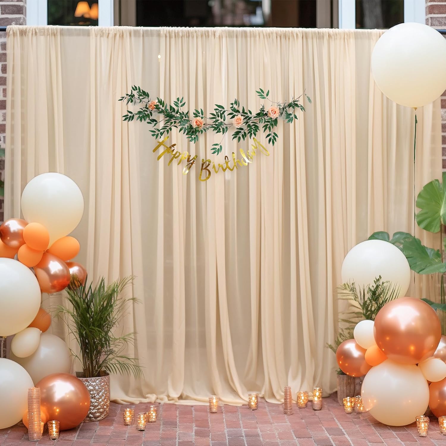 20ft X 10ft Champagne Tulle Backdrop for Parties and Weddings