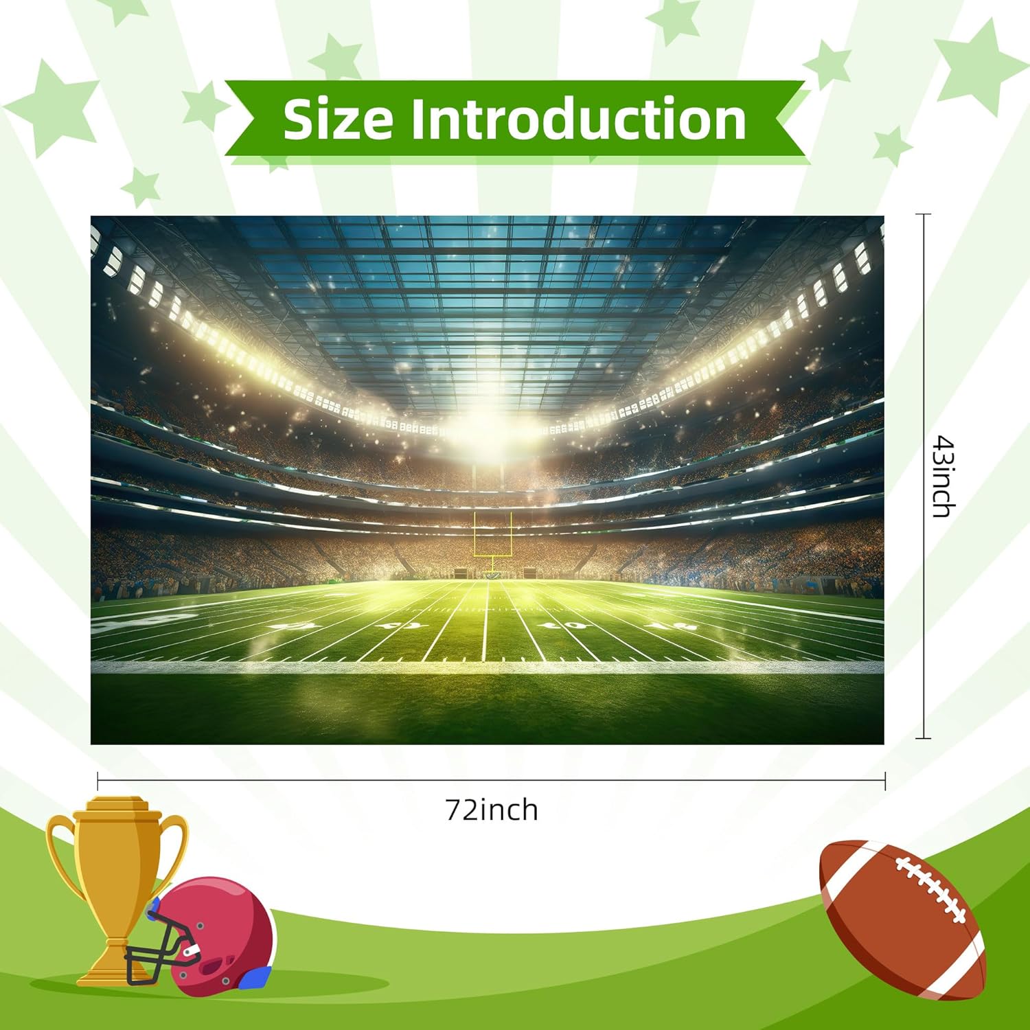 BECKTEN Football Field Photography Background 72x43in