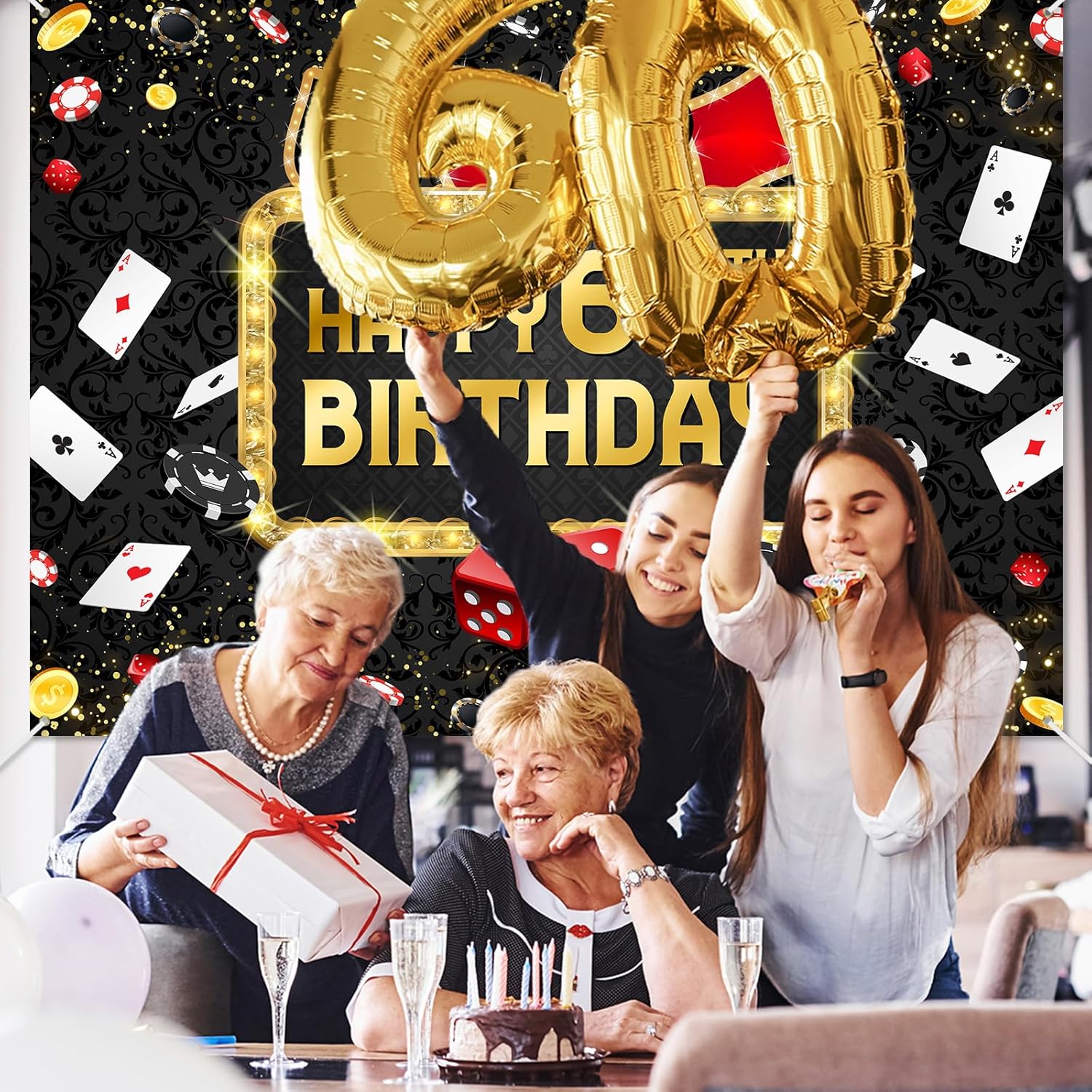 Avezano Casino Birthday Backdrop 7x5ft Las Vegas Theme