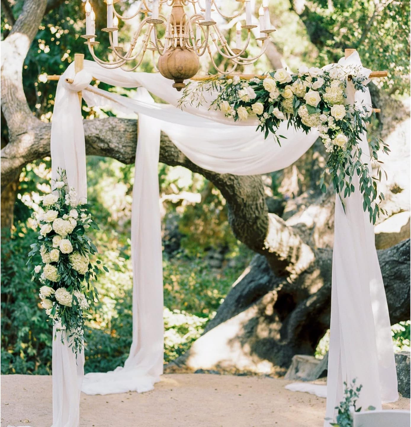 White Chiffon Arch Drapes 2 Panels 6 Yards Sheer Backdrop