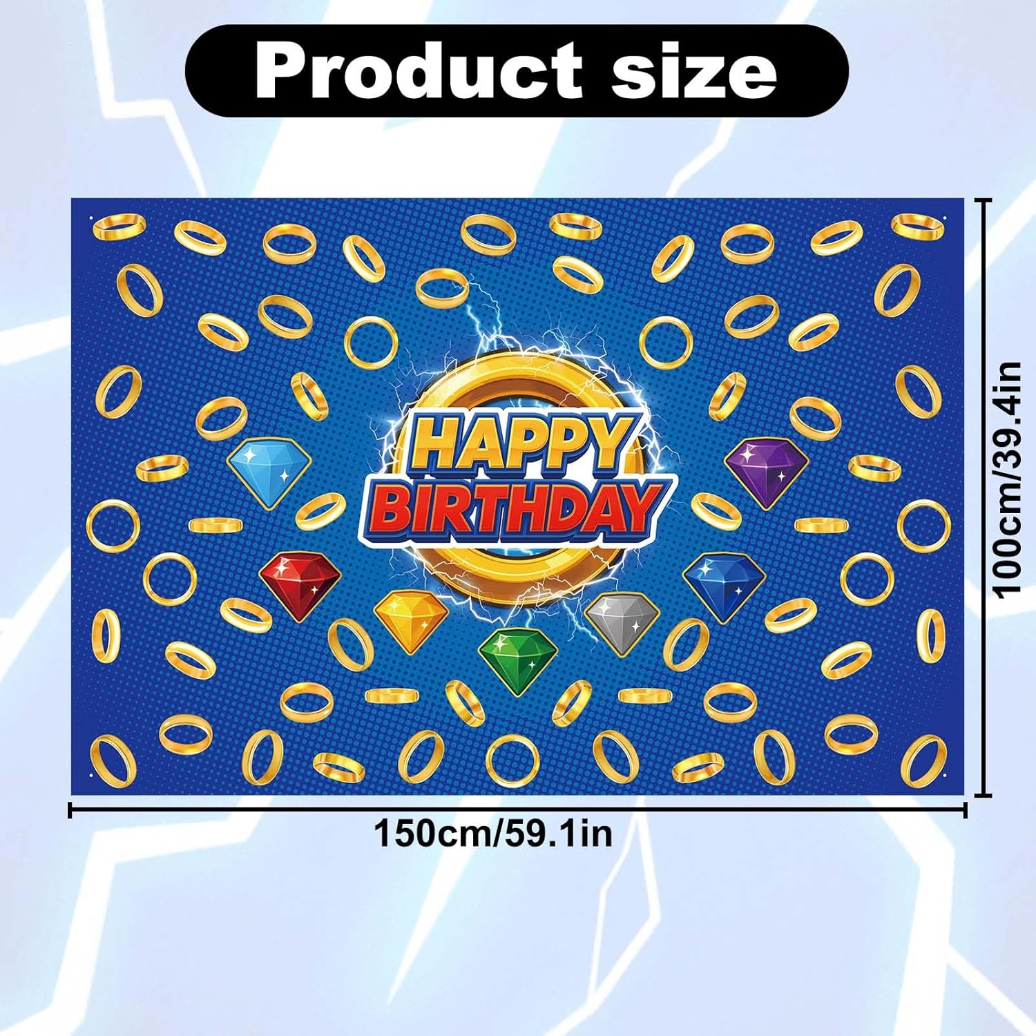Cartoon Happy Birthday Backdrop with Gold Ring Print