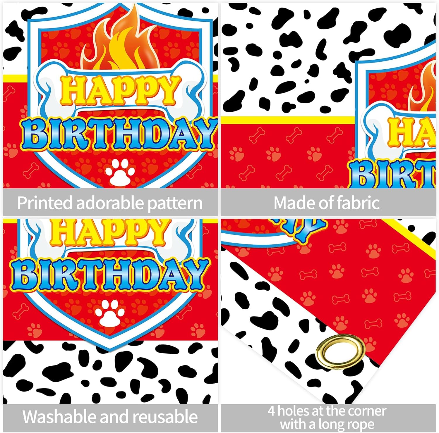 5x3ft Red Dog Paw Birthday Party Decor Backdrop