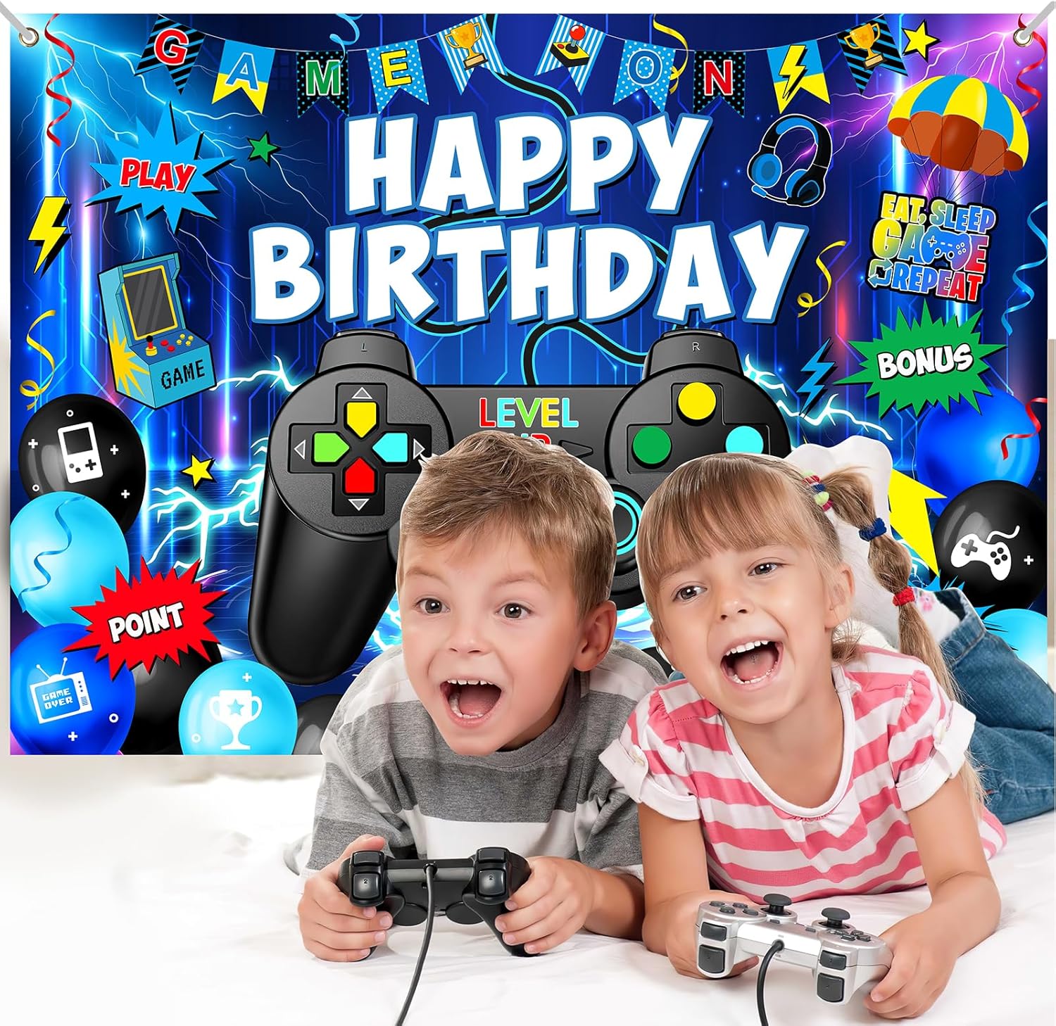 Avezano Gaming Birthday Party Backdrop 7x5ft