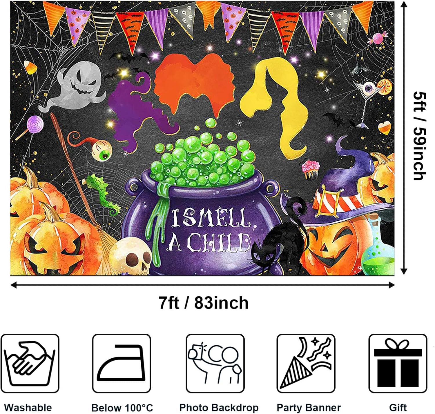 Avezano Halloween Baby Shower Backdrop Banner Decor