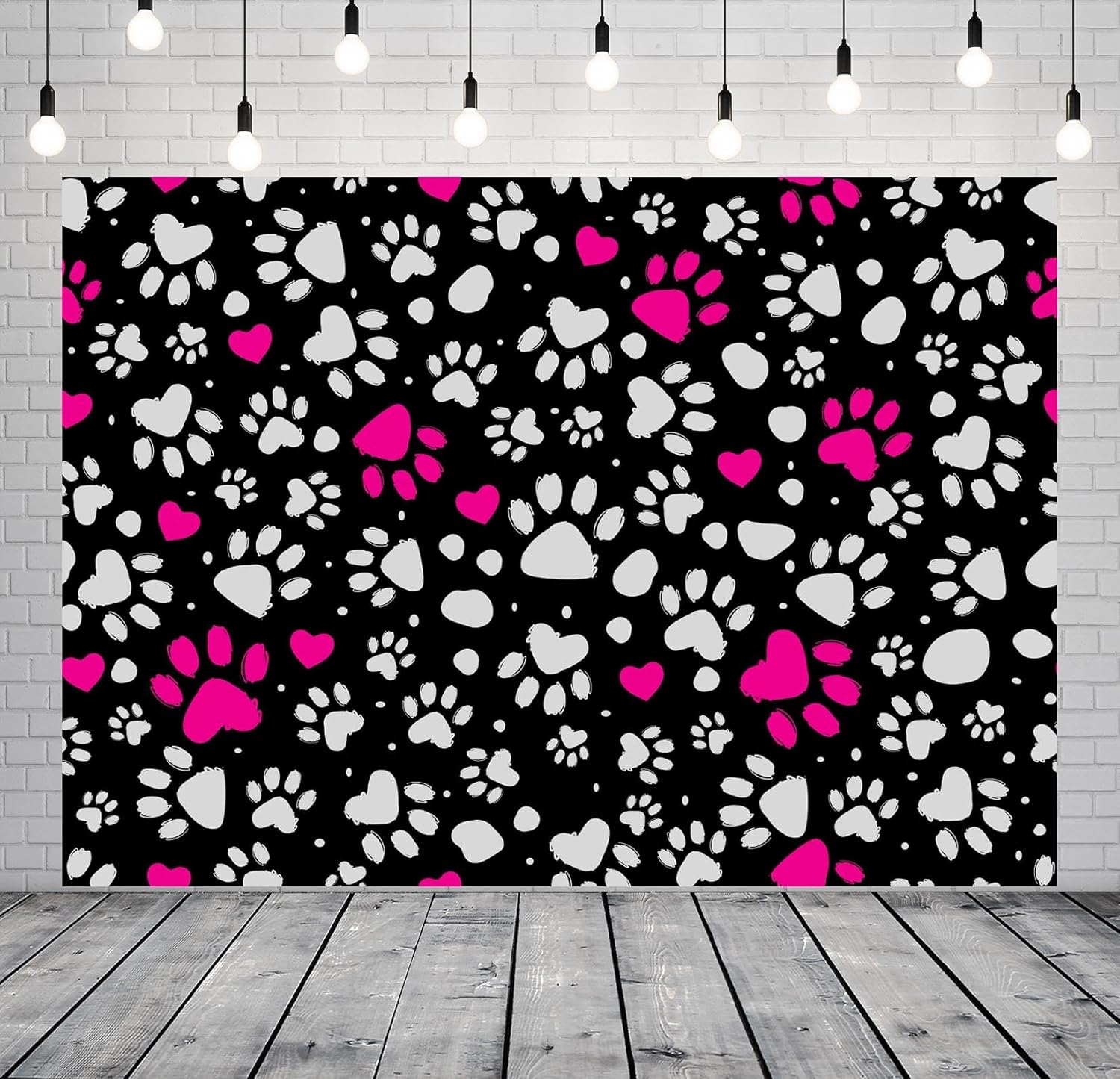 BELECO 5x3FT Paw Print Fabric Backdrop
