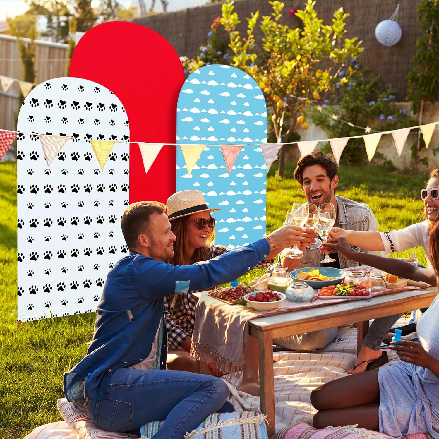 RimCereal Arch Backdrop Cover Set of 3 Red Dog Party Theme