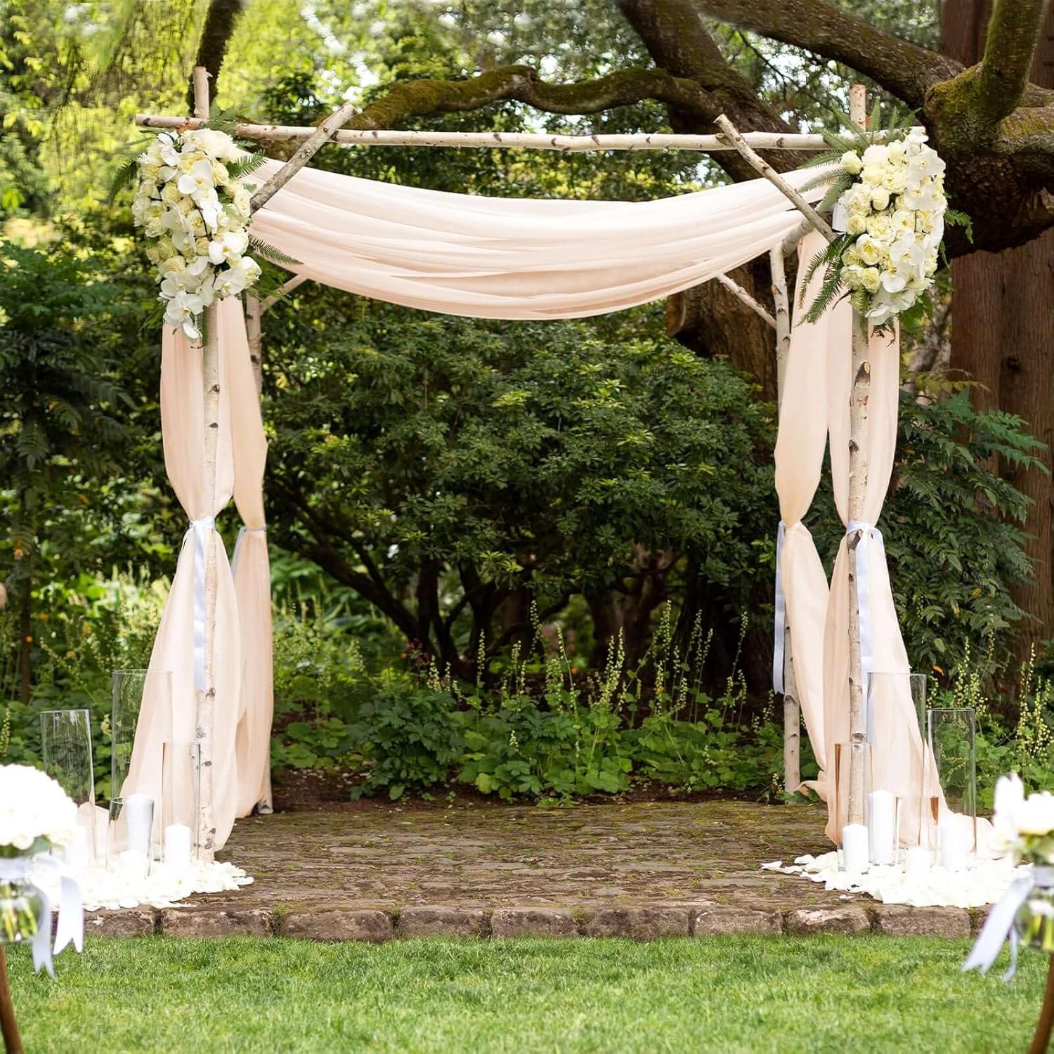 Nude Sheer Chiffon Curtain Panel Backdrop 5ft x14ft