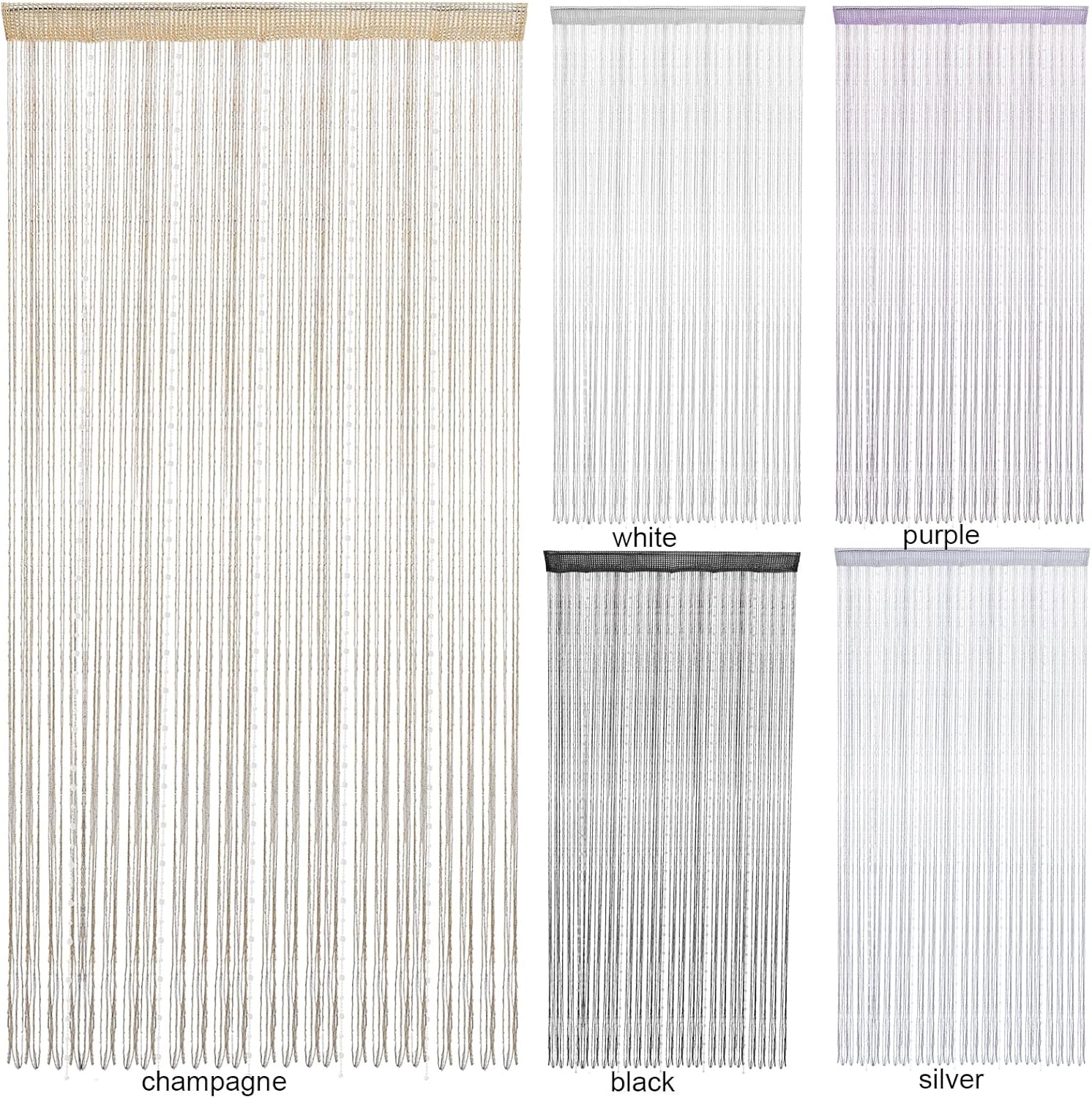 Champagne Beaded String Curtain for Doorway 36x77 Inch