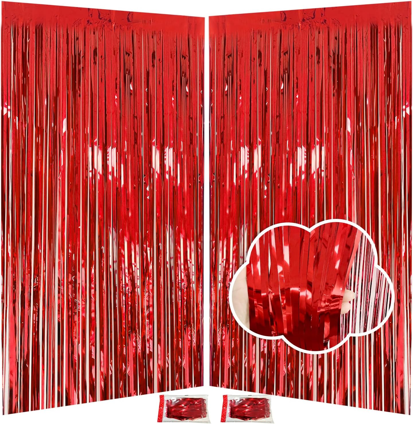 Red Tinsel Backdrop Birthday Decorations 2 Pack
