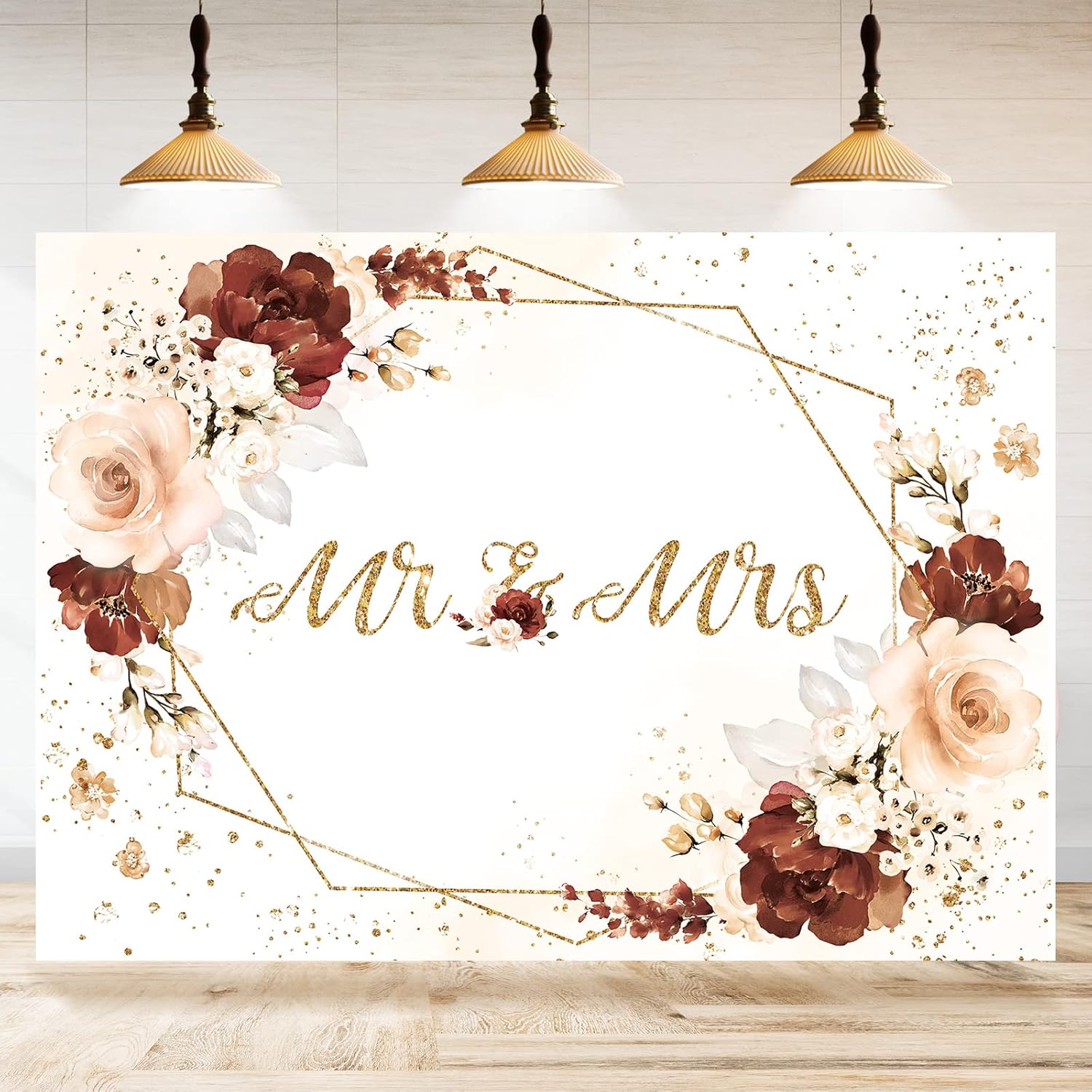 Mr Mrs Engagement Decor Backdrop 7x5ft Pink Floral Wedding