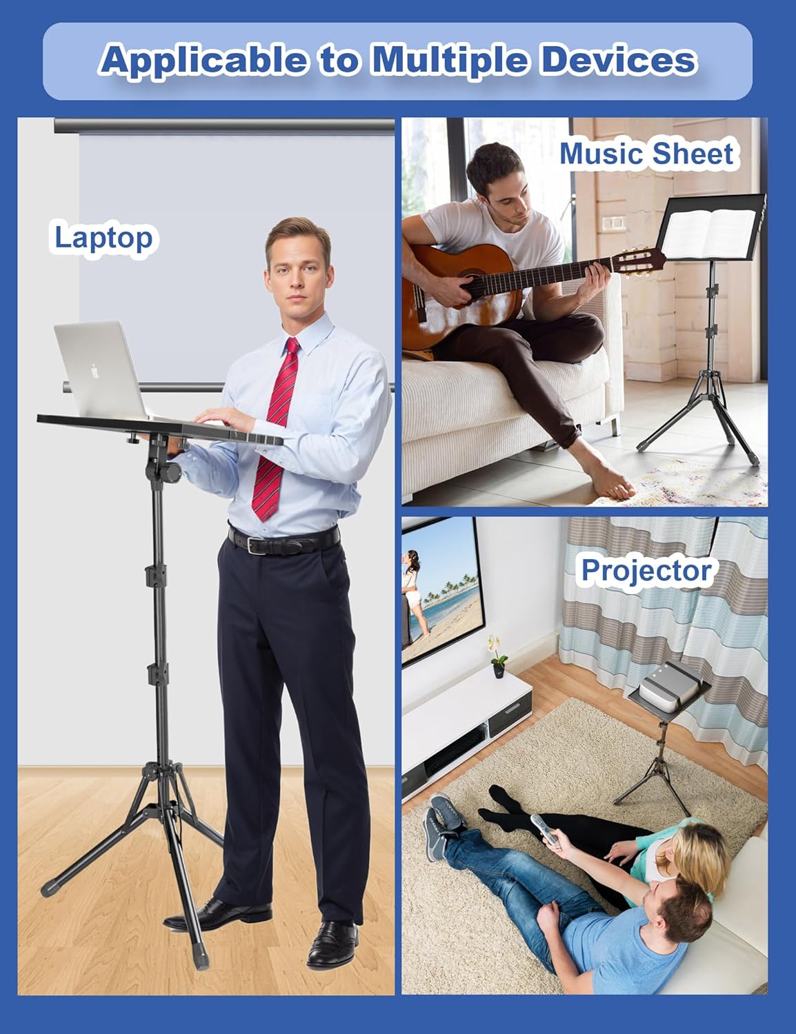 GSOW Projector Stand Tripod with Mouse Tray and Carry Bag