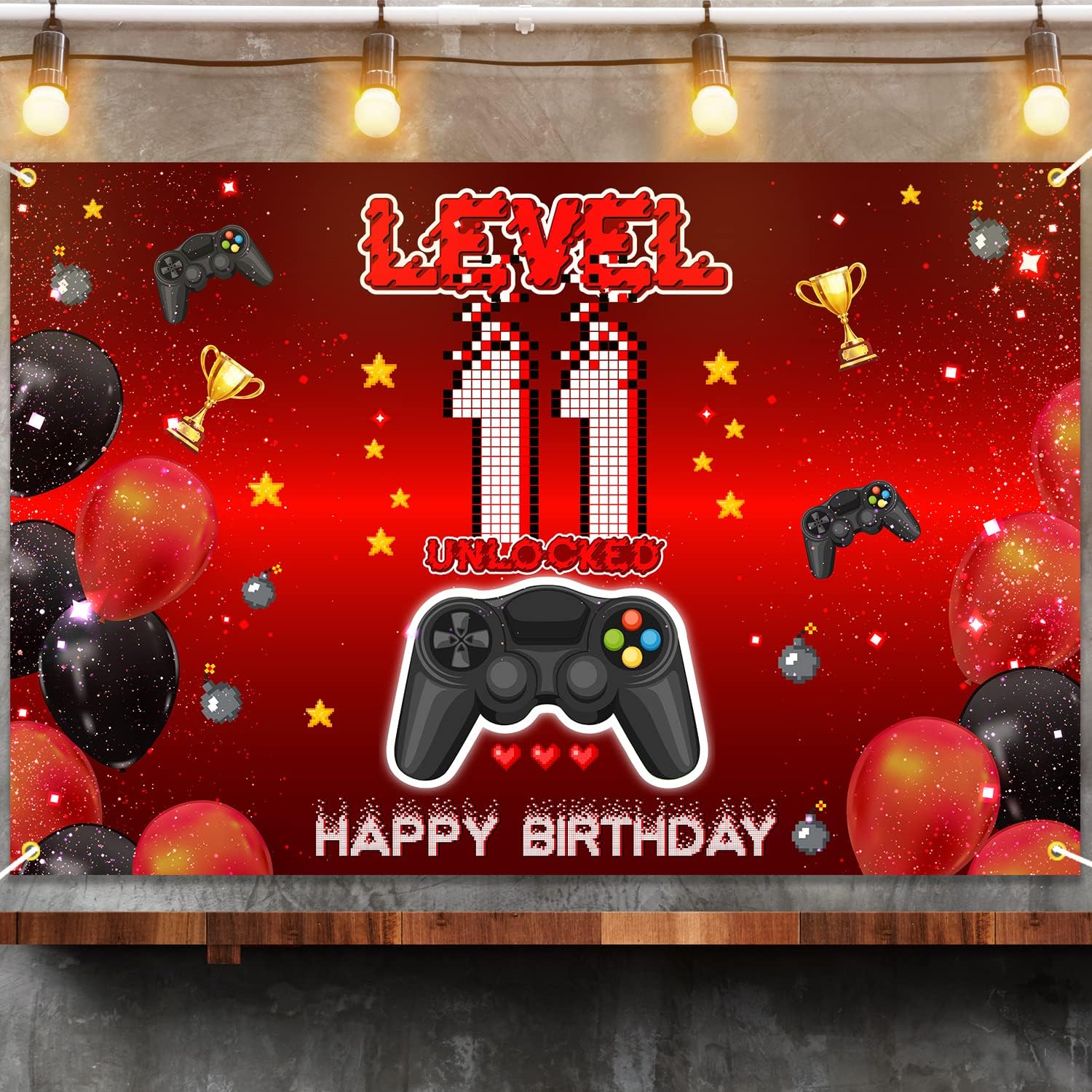 Level 11 Unlocked Birthday Backdrop Banner