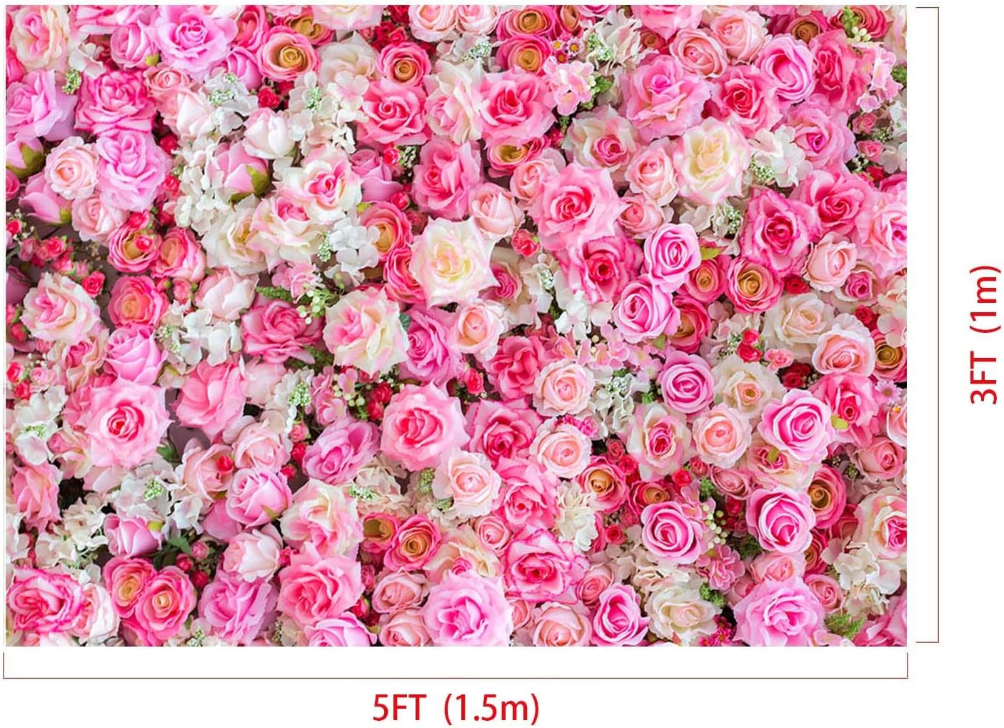 XLL 3D Pink Rose Photo Background 5x3ft Vinyl