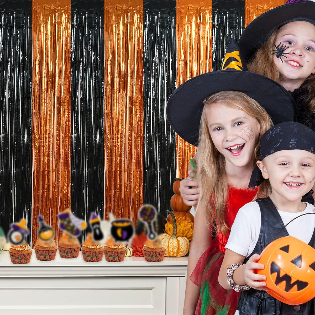 BEISHIDA 4 Pcs Orange and Black Party Streamers