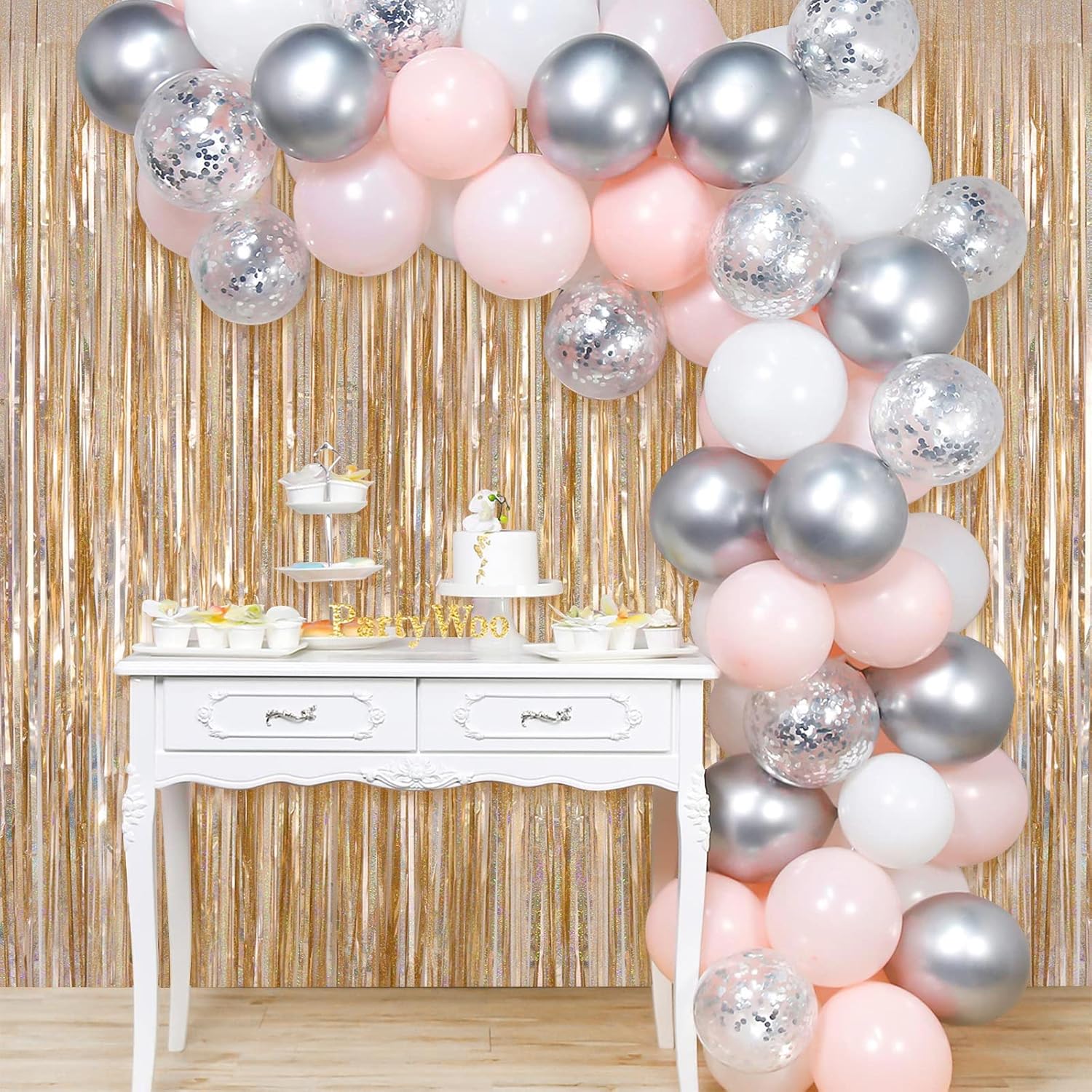 Champagne Tinsel Foil Fringe Curtains 2 Pack