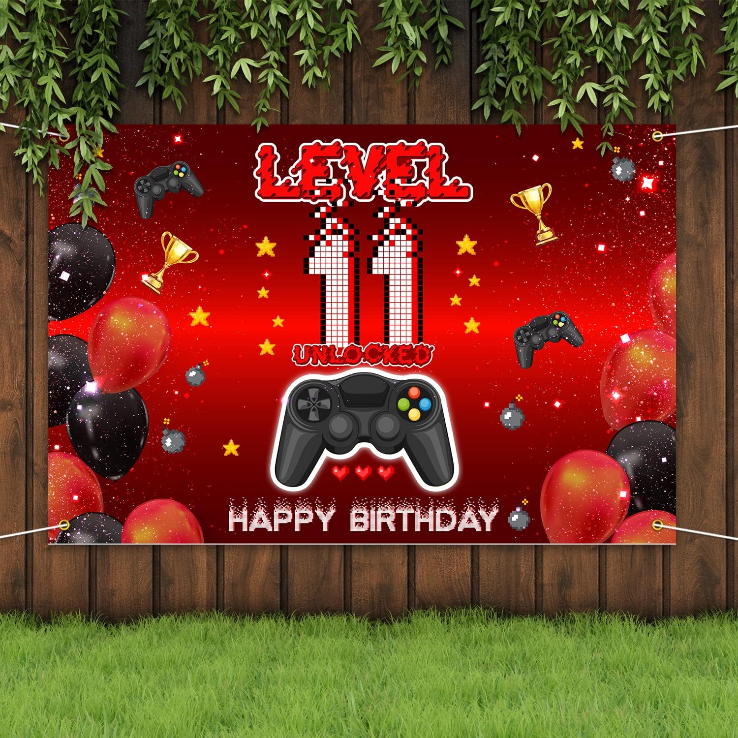 Level 11 Unlocked Birthday Backdrop Banner