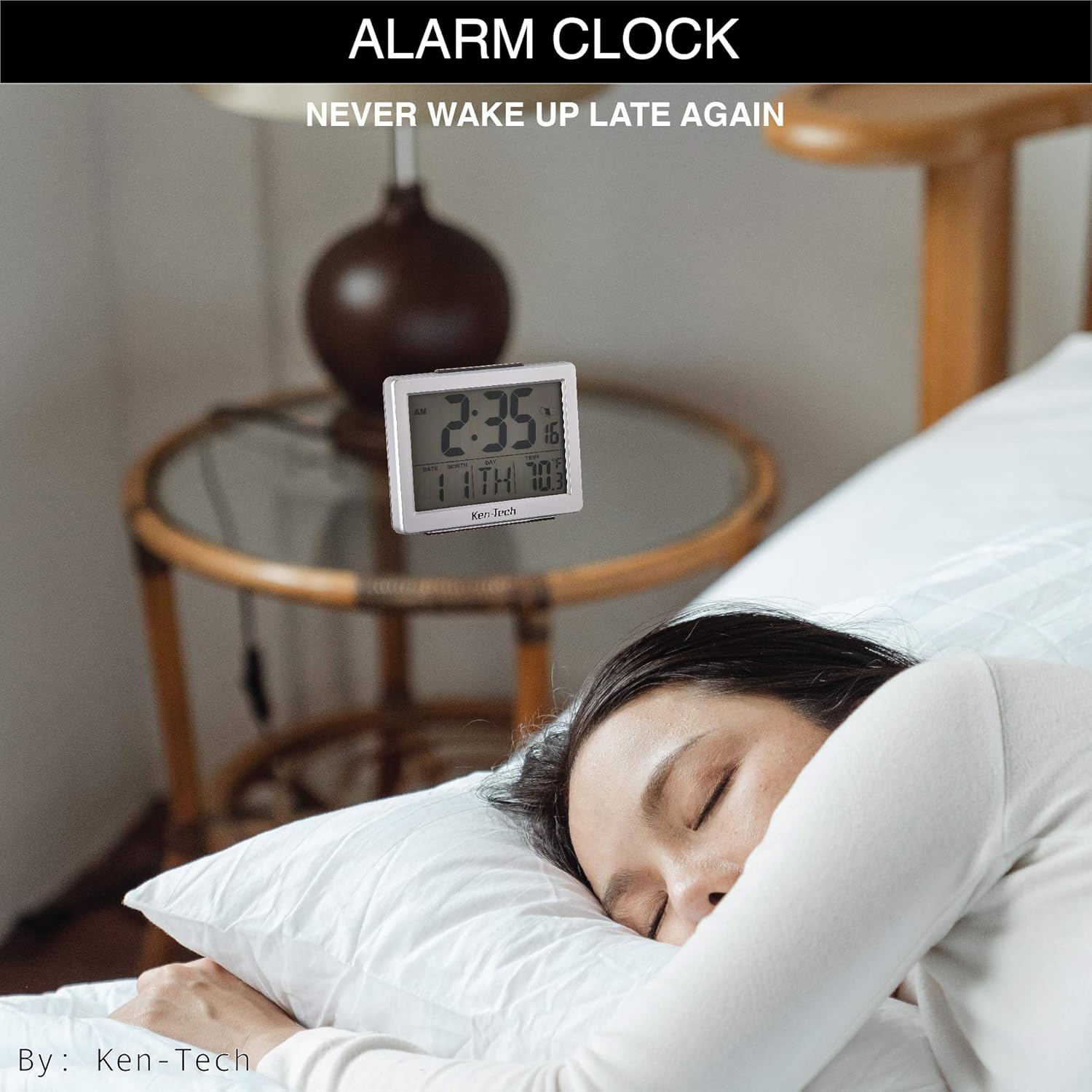 Sonnet Ken-Tech Atomic Radio Controlled LCD Alarm Clock 15-Inch Black