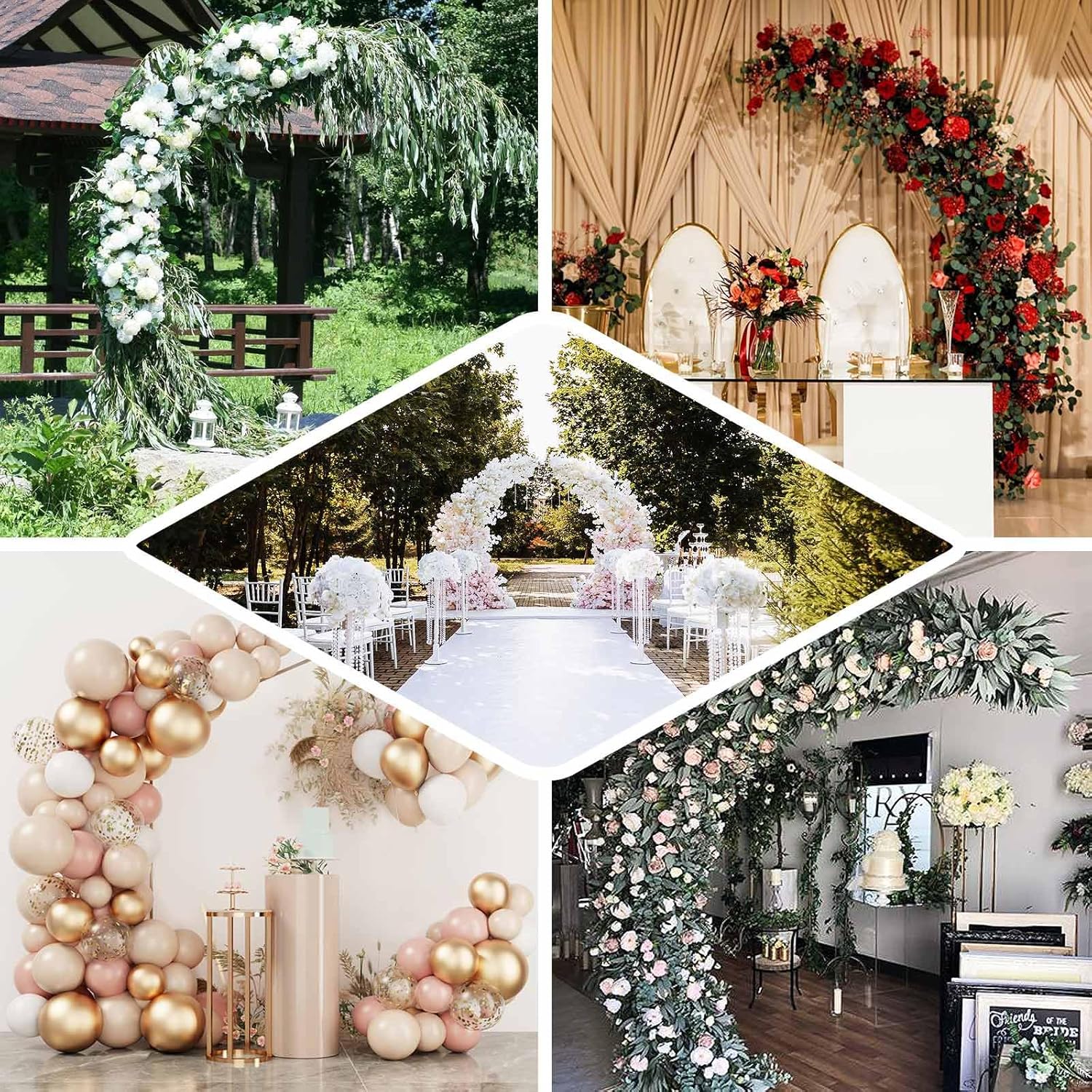 Efavormart 8ft Gold Metal Wedding Arch Photography Backdrop Stand