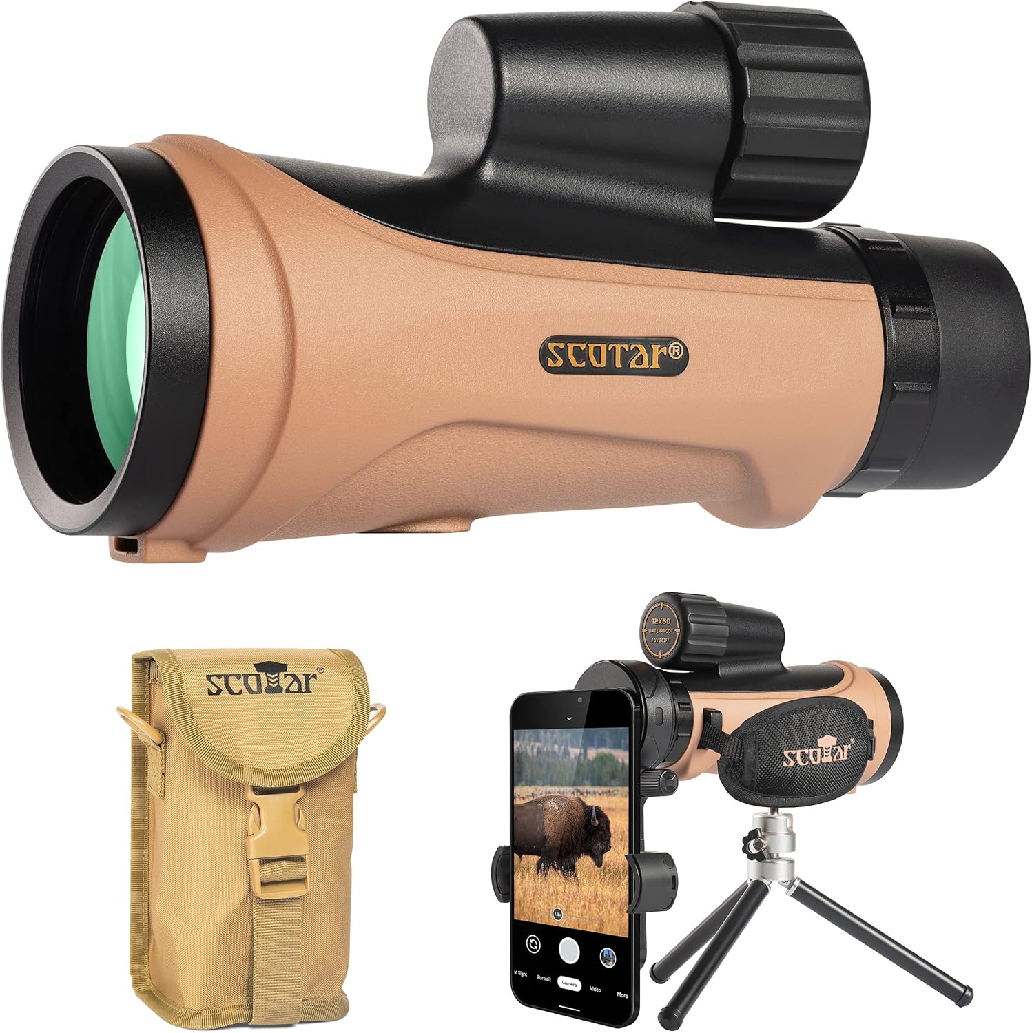Scotar 12x50 Monocular Telescope with Waterproof and Fogproof Features