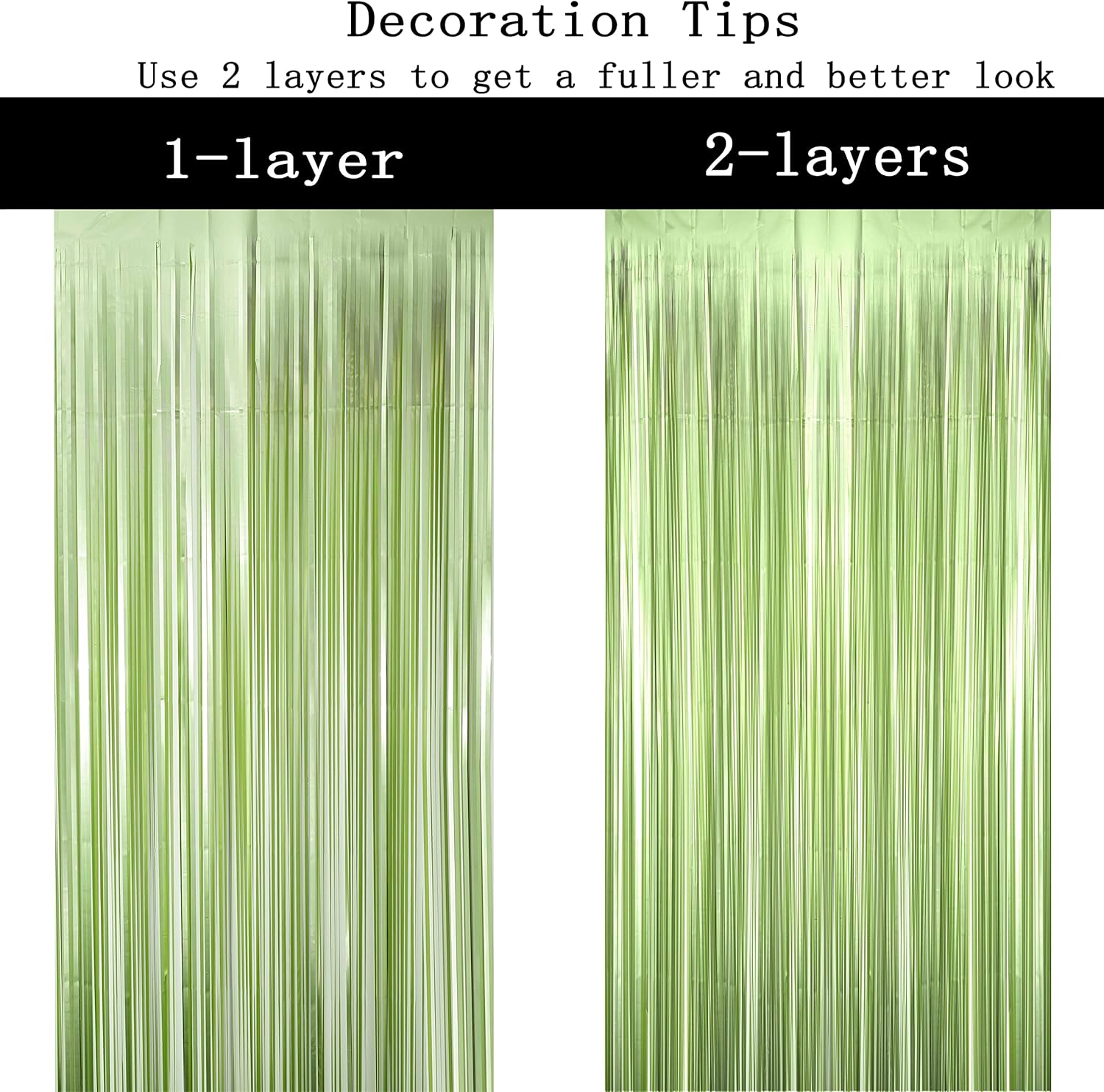 Green Tinsel Foil Fringe Curtains 2pc