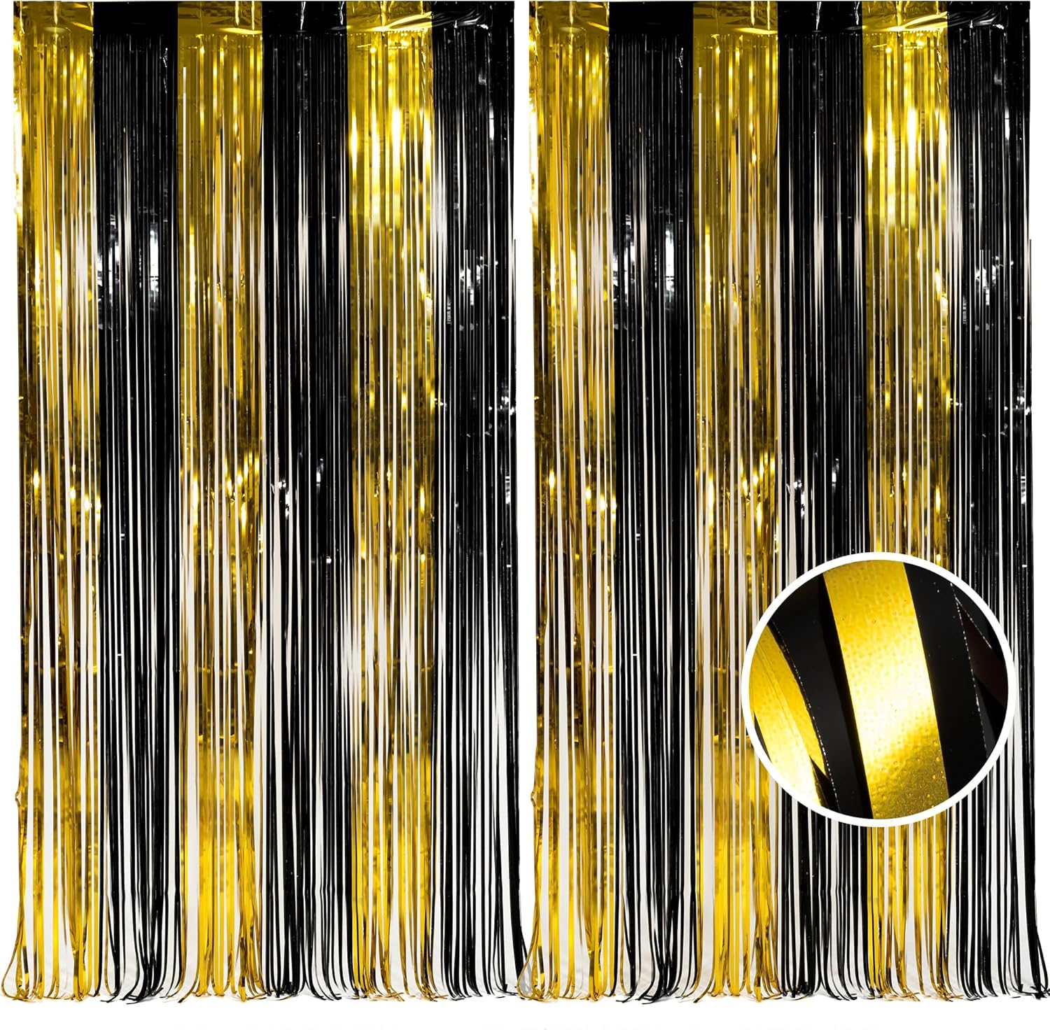 BRAVESHINE Black Gold Foil Curtains 2 Pack Photo Booth Backdrop