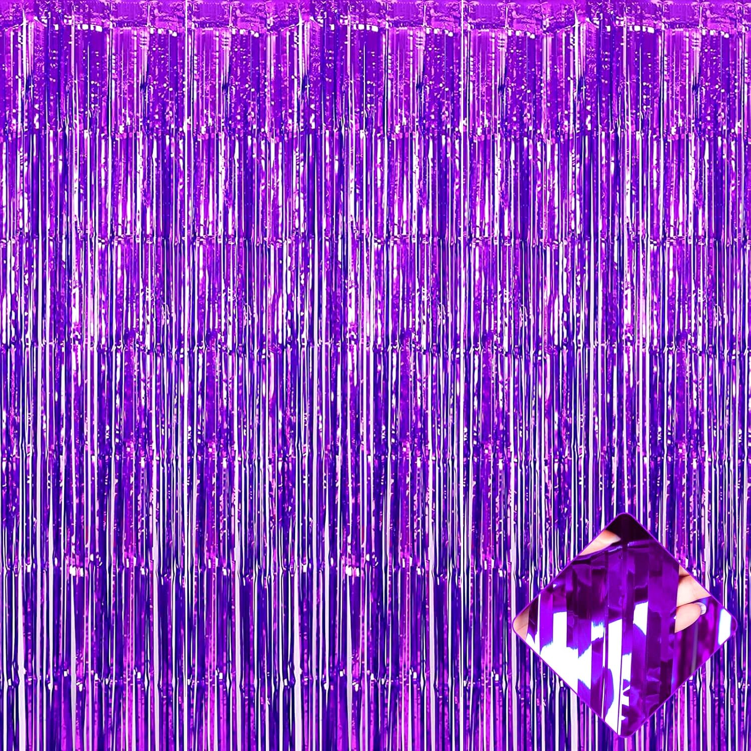 4 Pack Purple Foil Fringe Curtains for Party Backdrops