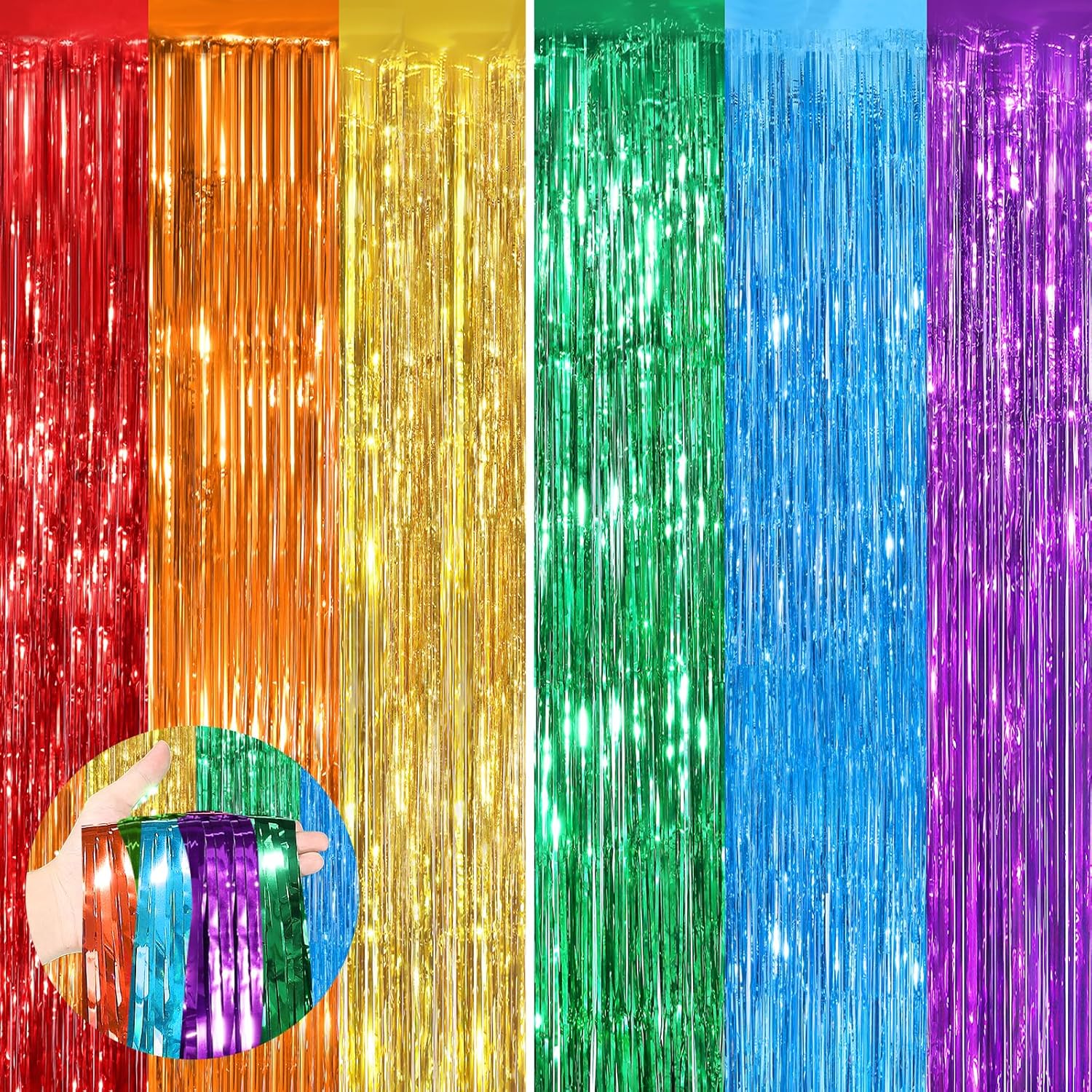 Rainbow Foil Curtain Streamers 2 Pack for Parties