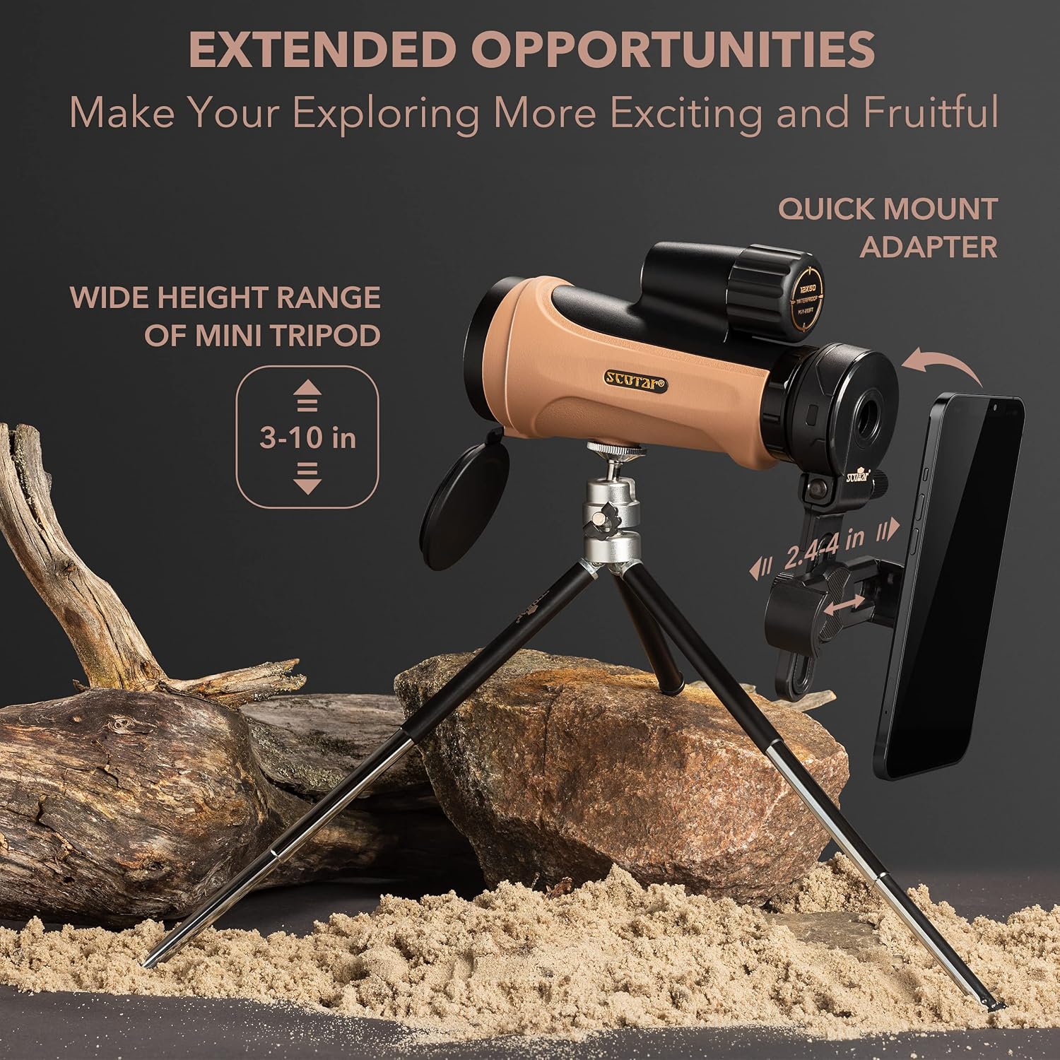 Scotar 12x50 Monocular Telescope with Waterproof and Fogproof Features