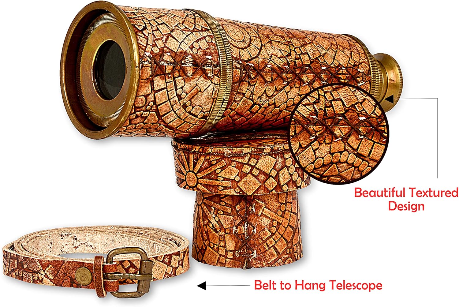 RII Antique Spyglass Pirate Telescope with Leather Case