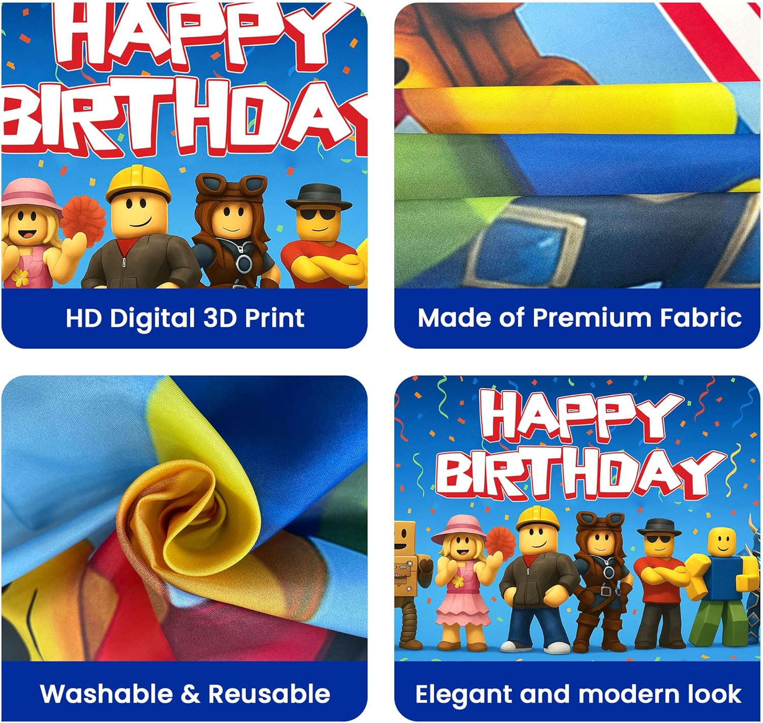 Gaming Birthday Decorations Pixel Backdrop Banner for Boys 6x4ft