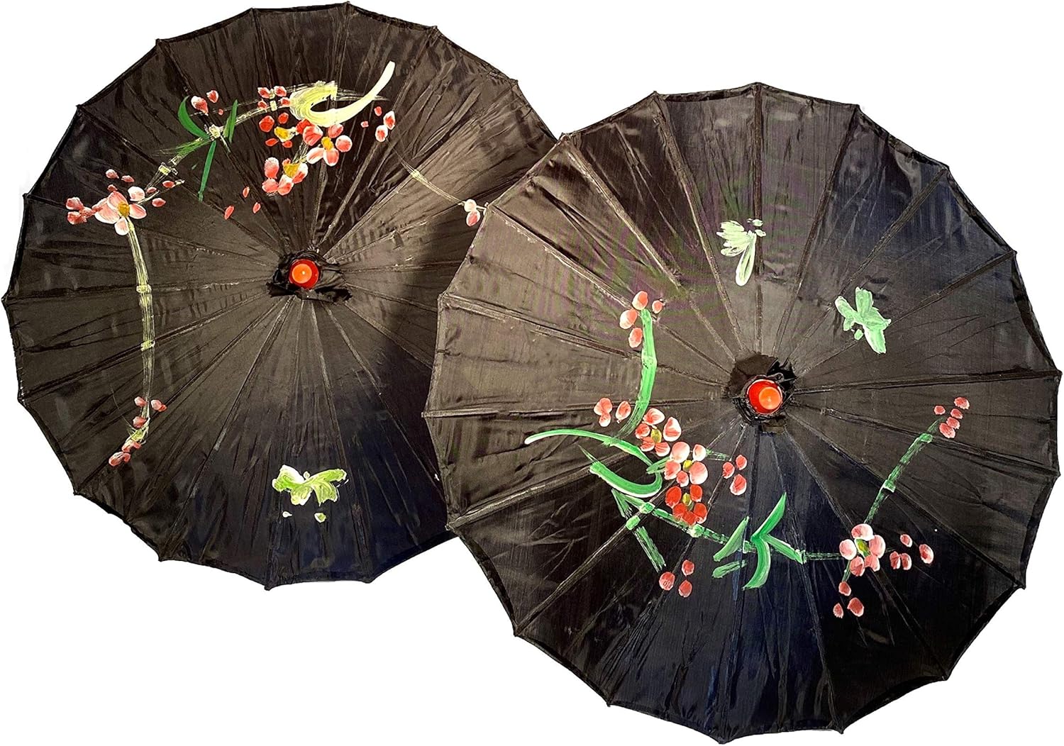 TJ Global 33 Bamboo Parasol Umbrellas Pack of 2 Black