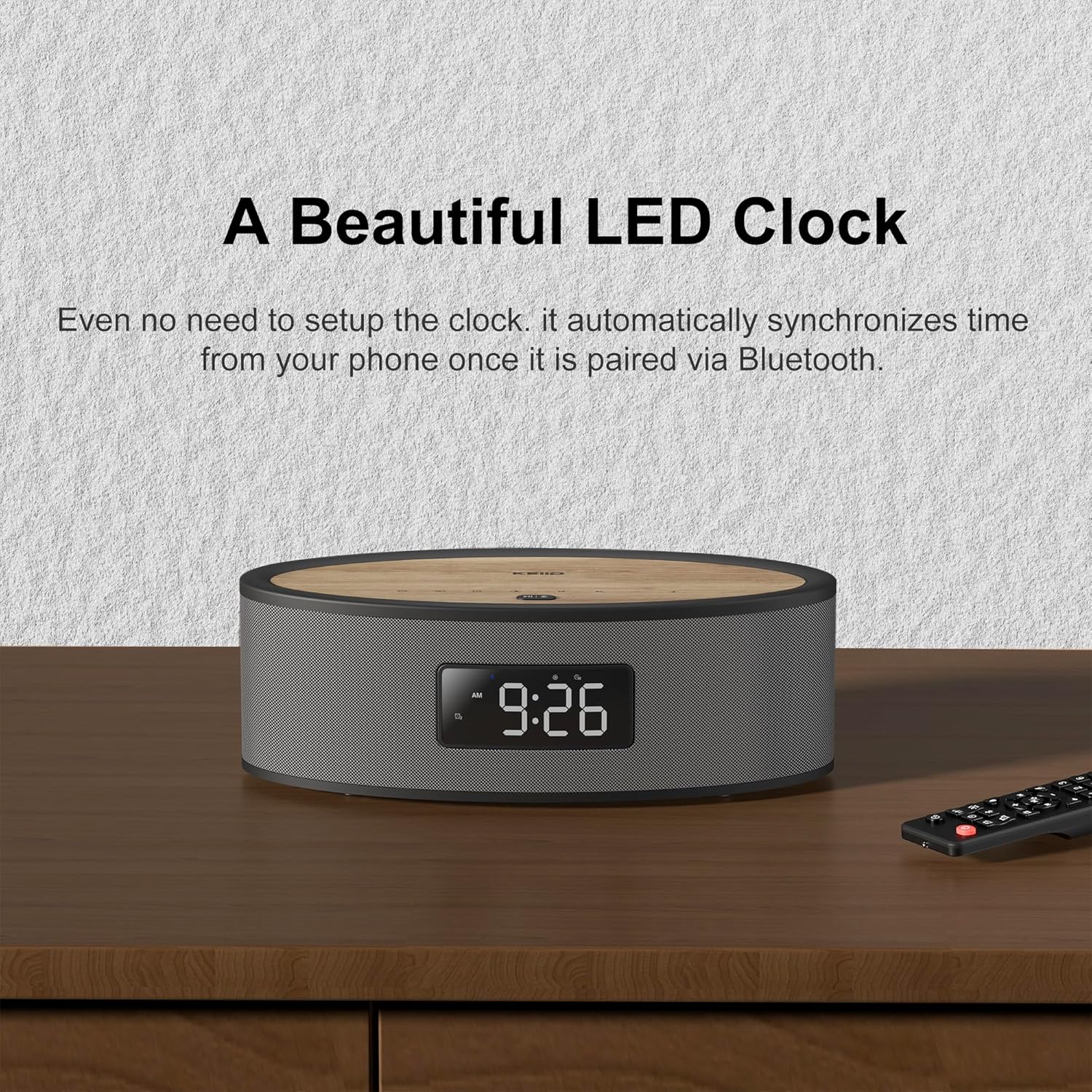 KEiiD Bluetooth Clock Radio Speaker with Dual Alarms and FM Radio